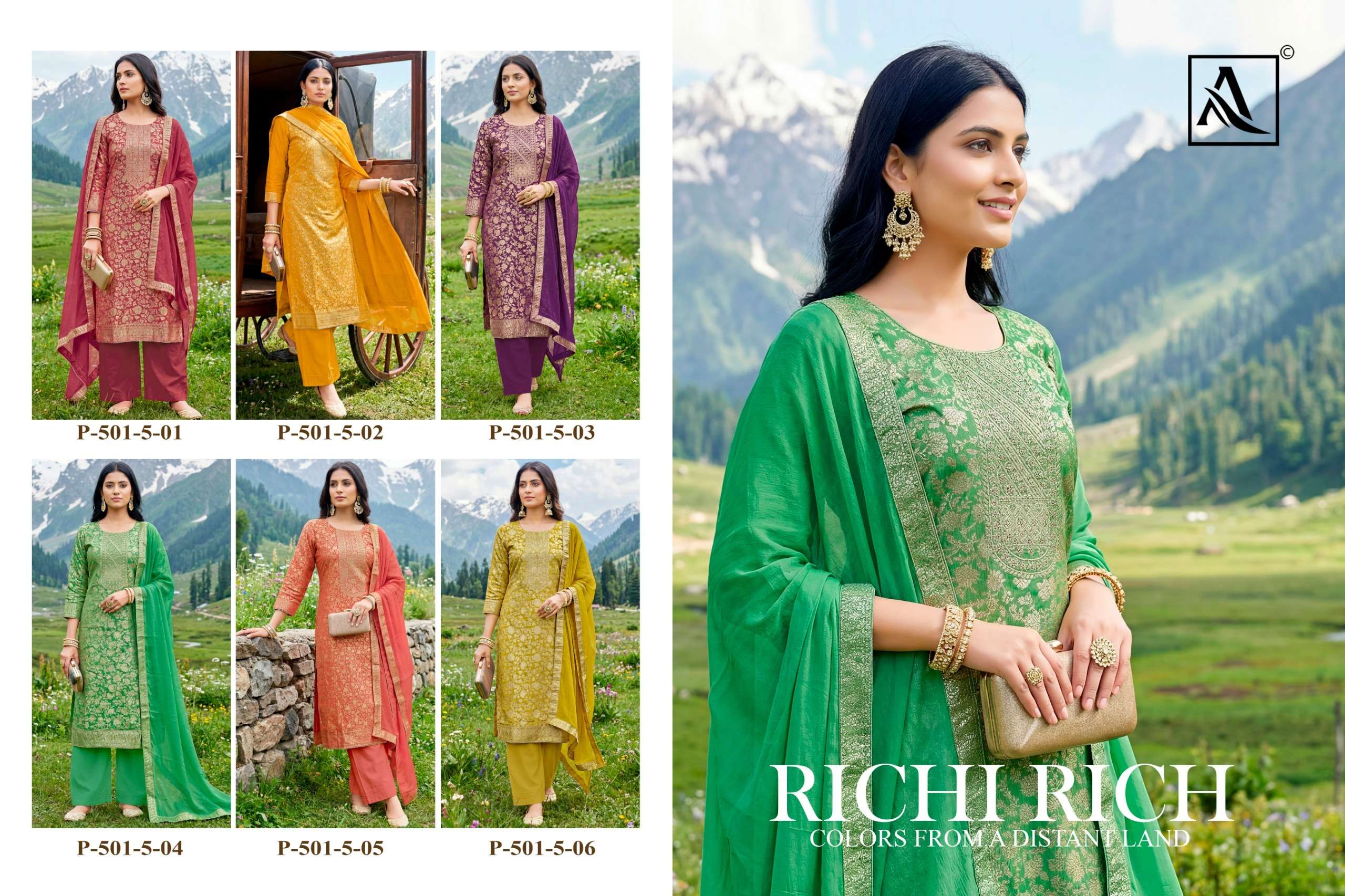 ALOK SUITS RICHI RICH JACQUARD DESIGNER WORK FANCY WORK SUIT