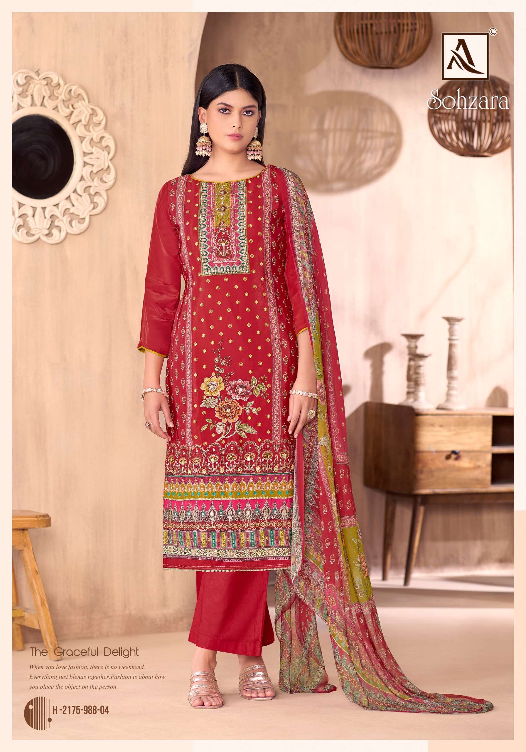 ALOK SUITS SOHZARA VISCOSE DIGITAL PRINT WITH FANCY WORK SUIT