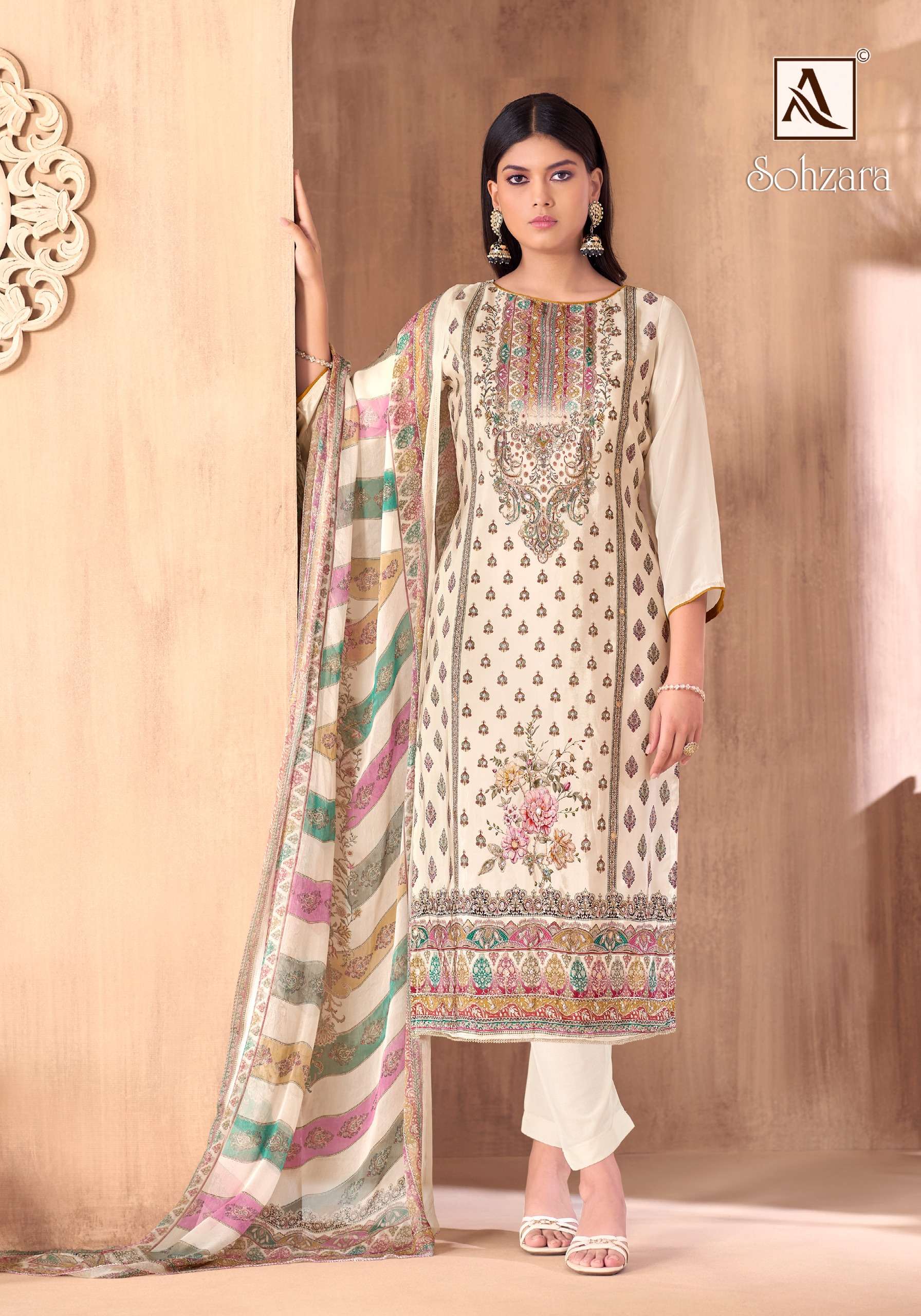 ALOK SUITS SOHZARA VISCOSE DIGITAL PRINT WITH FANCY WORK SUIT