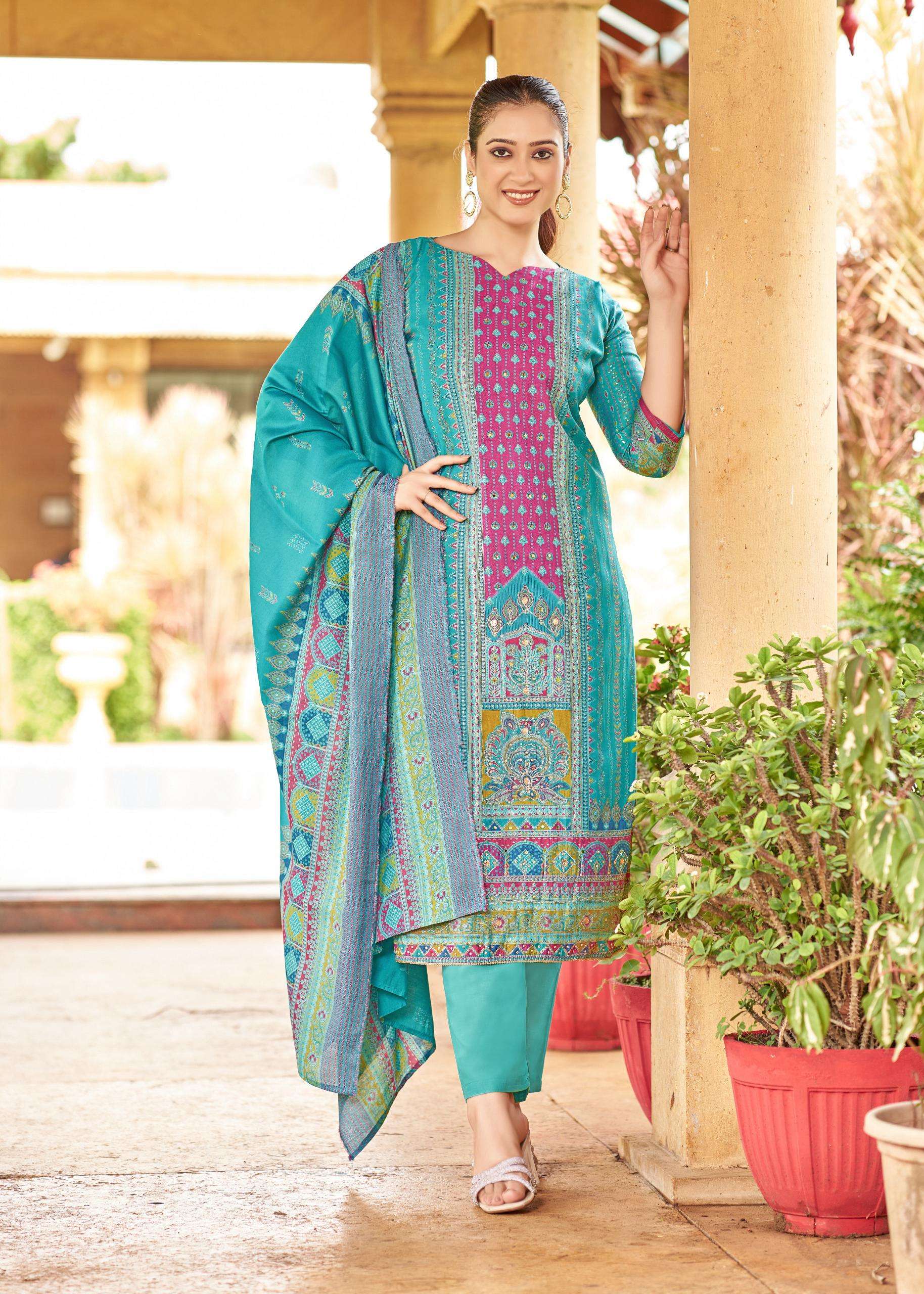 ALOK SUITS TANISHQ MODAL PRINT FABRIC FANCY HAND WORKS SUIT