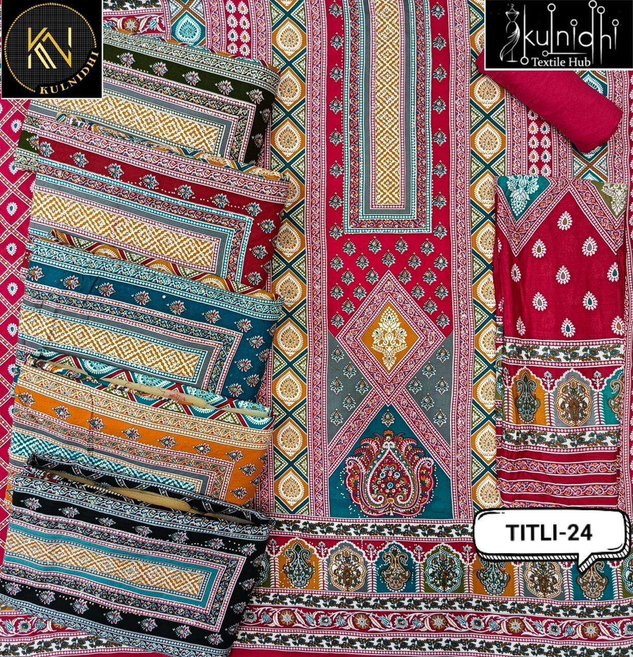 ALOK SUITS TITLI VISCOSE RAYON PRINT FANCY WORK SUITS 