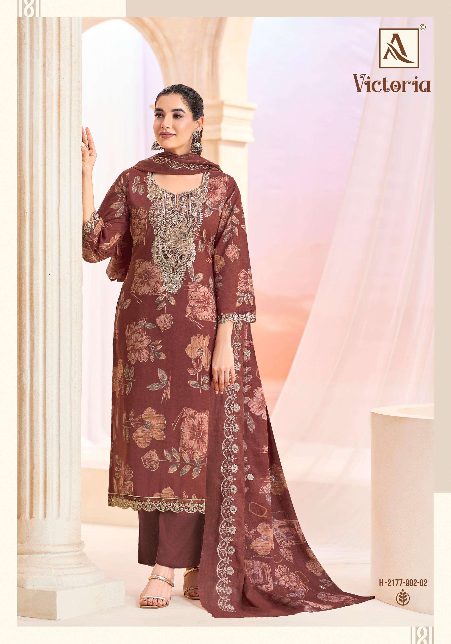 ALOK SUITS VICTORIA CAMBRIC COTTON PRINT WITH FANCY EMBROIDERY WORK SUIT