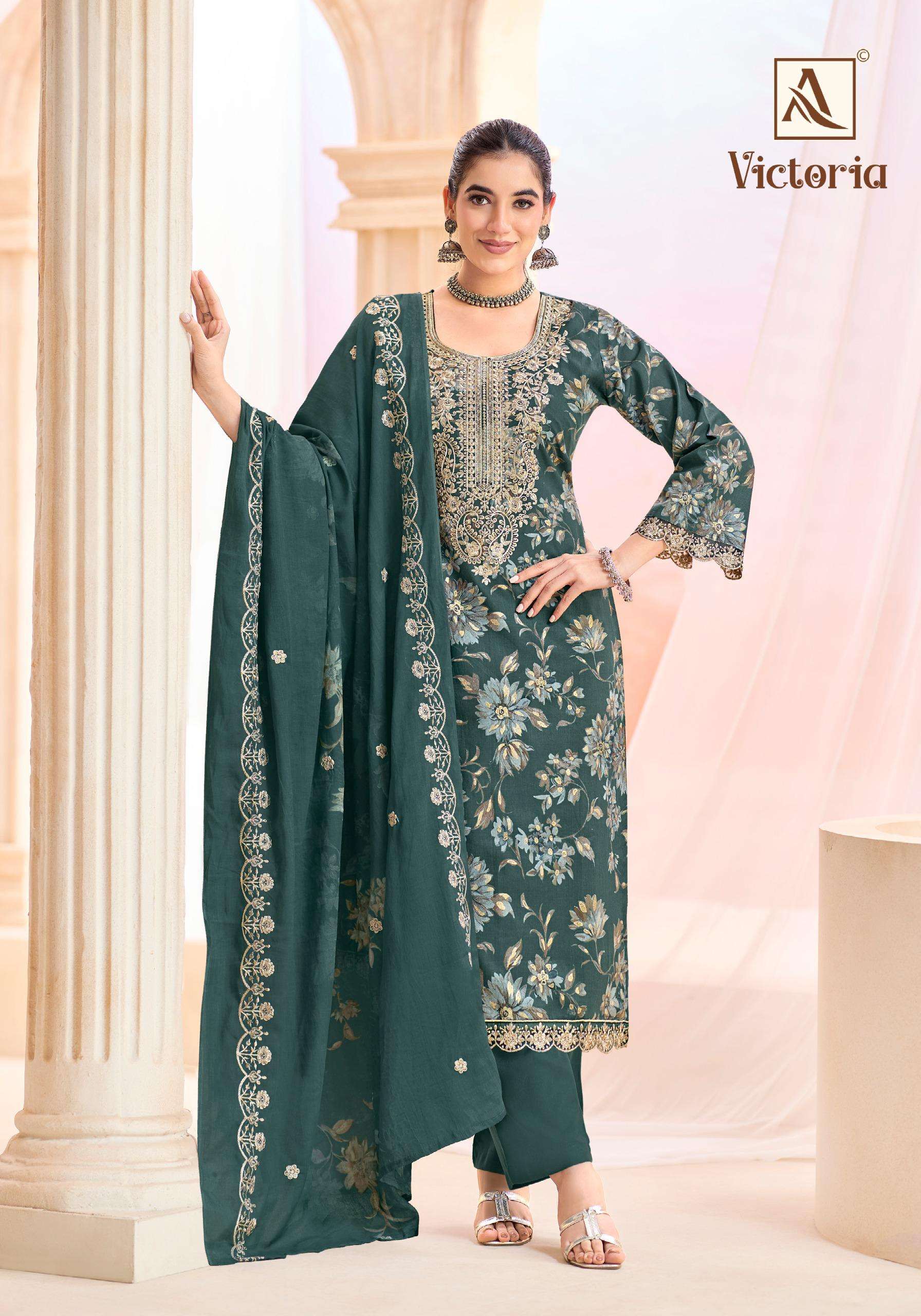 ALOK SUITS VICTORIA CAMBRIC COTTON PRINT WITH FANCY EMBROIDERY WORK SUIT