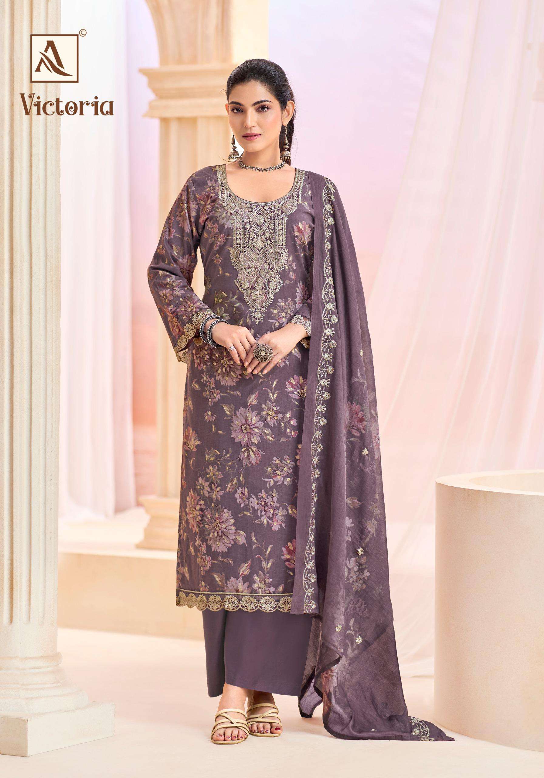 ALOK SUITS VICTORIA CAMBRIC COTTON PRINT WITH FANCY EMBROIDERY WORK SUIT