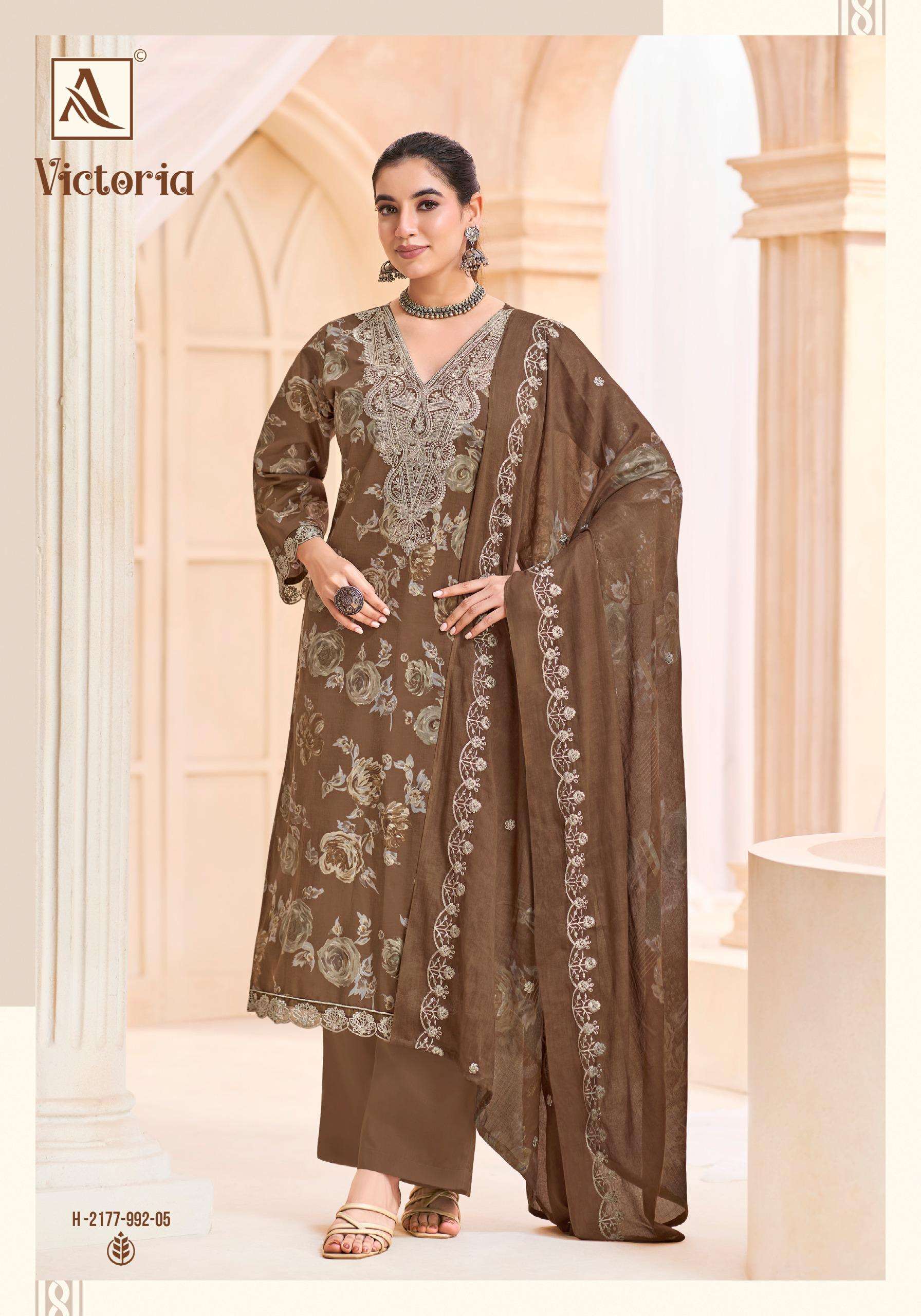 ALOK SUITS VICTORIA CAMBRIC COTTON PRINT WITH FANCY EMBROIDERY WORK SUIT