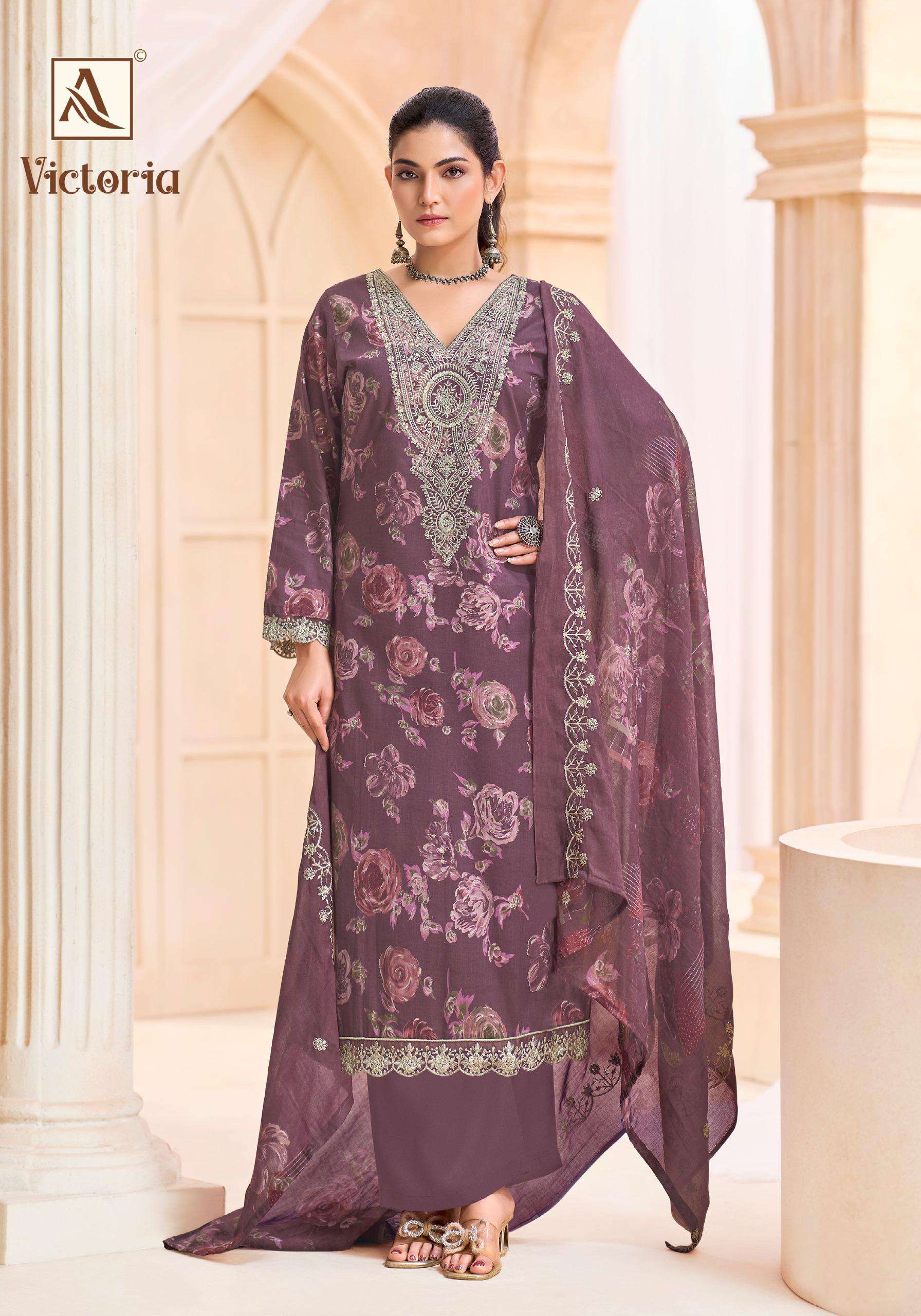 ALOK SUITS VICTORIA CAMBRIC COTTON PRINT WITH FANCY EMBROIDERY WORK SUIT