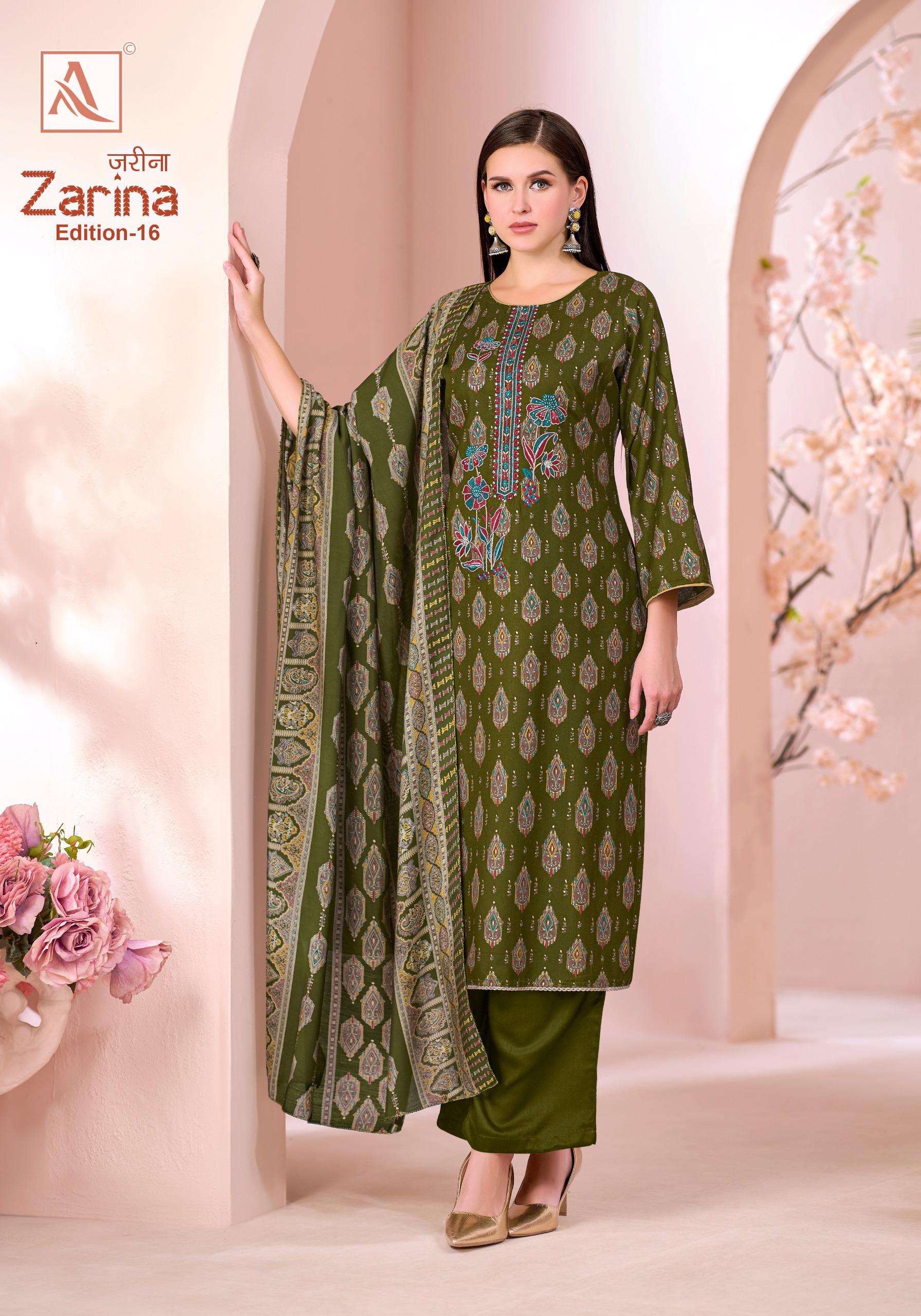 ALOK SUITS ZARINA EDITION 16 VISCOSE PRINT WITH FANCY EMBROIDERY WORK SUIT