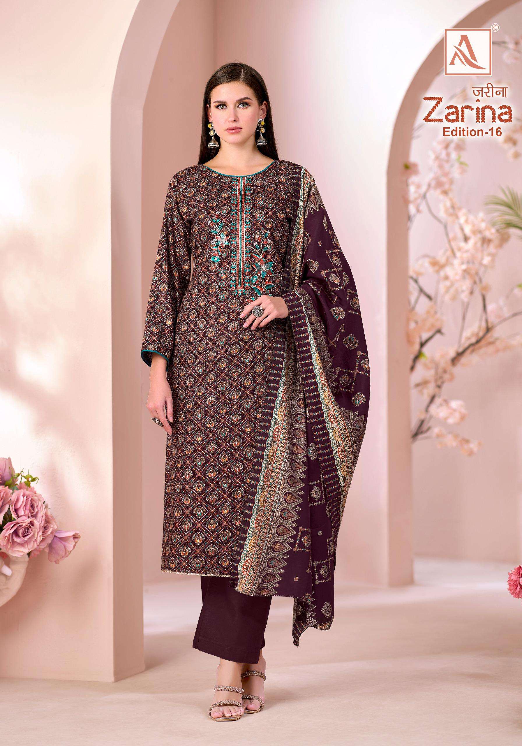ALOK SUITS ZARINA EDITION 16 VISCOSE PRINT WITH FANCY EMBROIDERY WORK SUIT