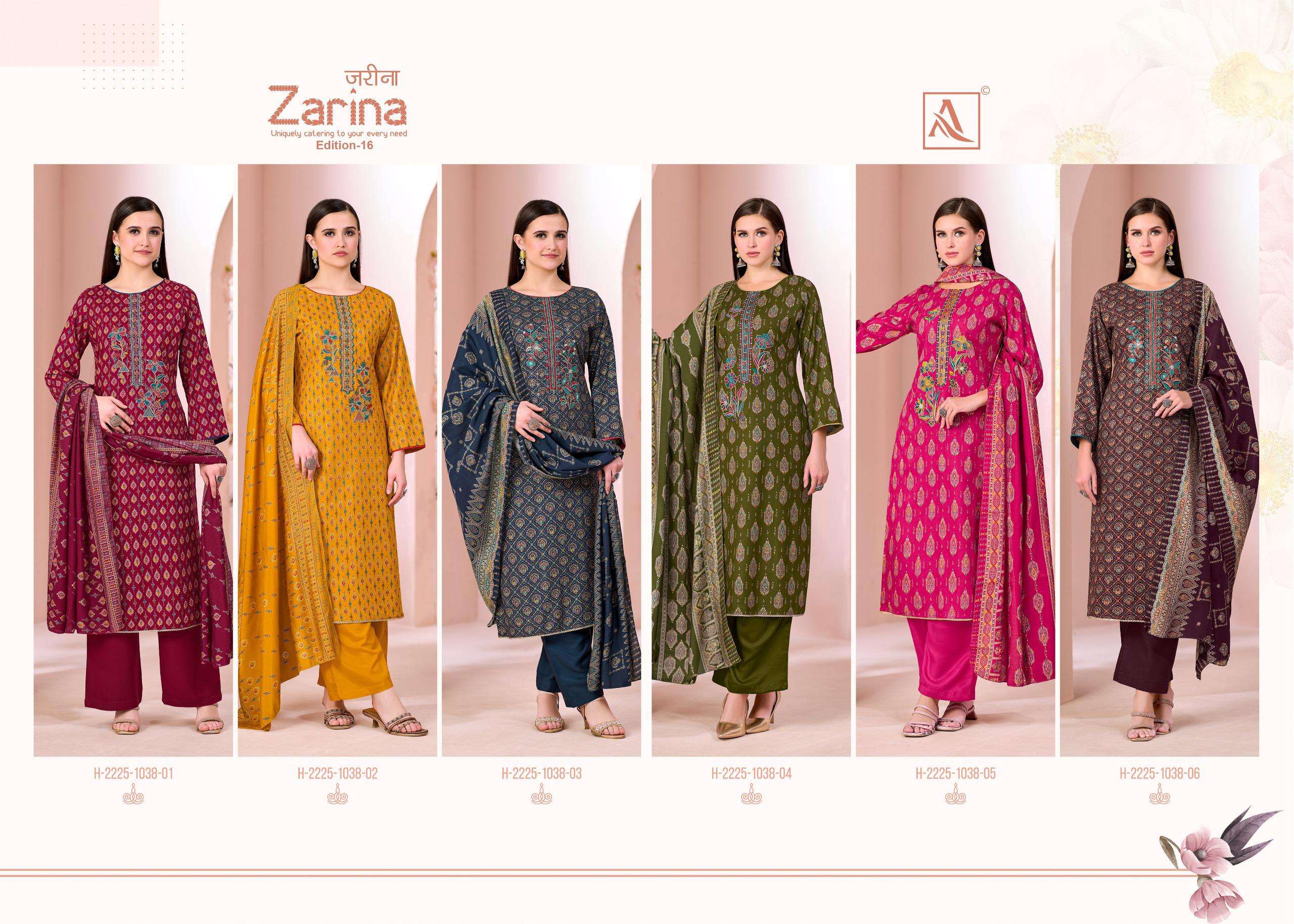 ALOK SUITS ZARINA EDITION 16 VISCOSE PRINT WITH FANCY EMBROIDERY WORK SUIT