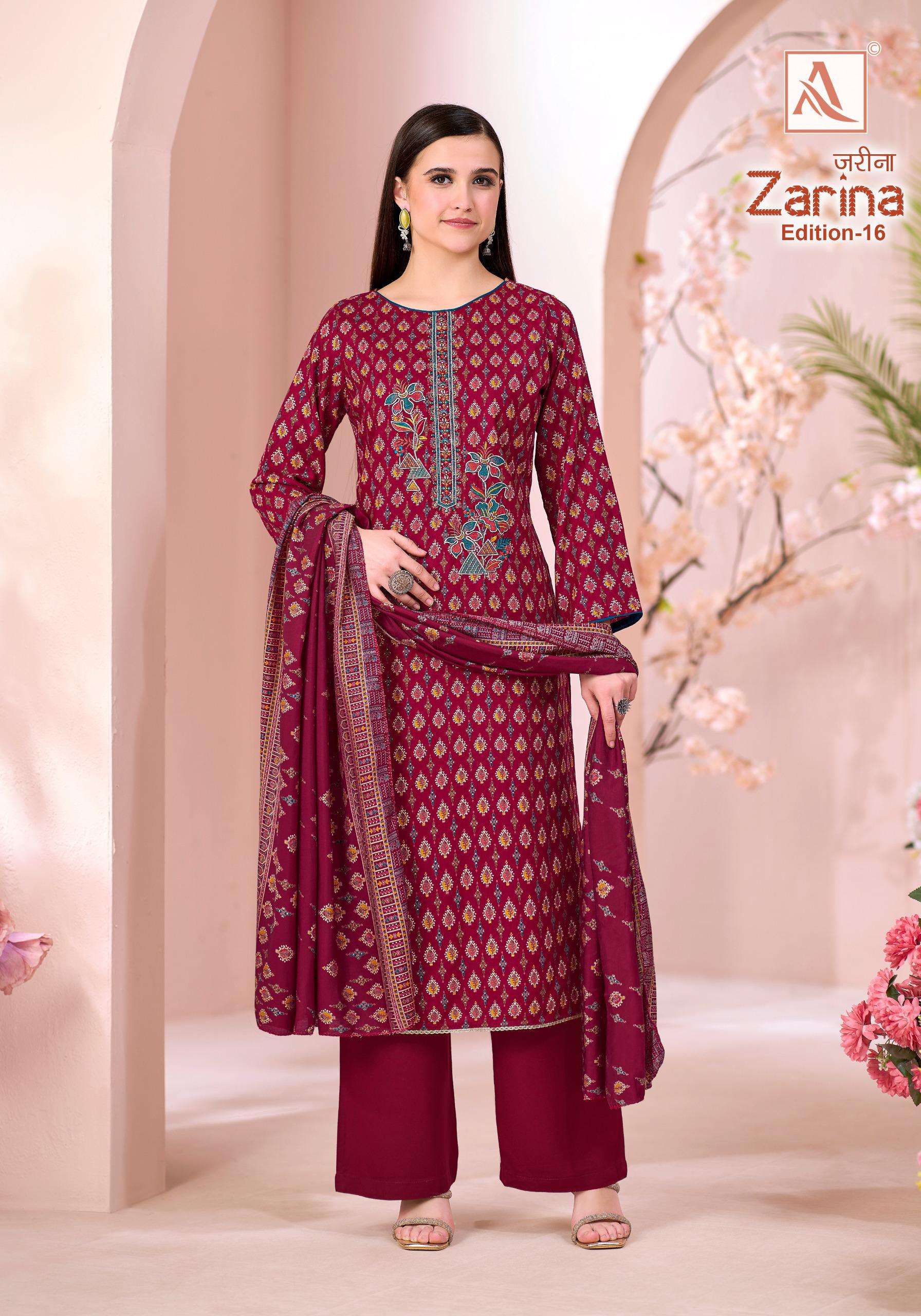 ALOK SUITS ZARINA EDITION 16 VISCOSE PRINT WITH FANCY EMBROIDERY WORK SUIT