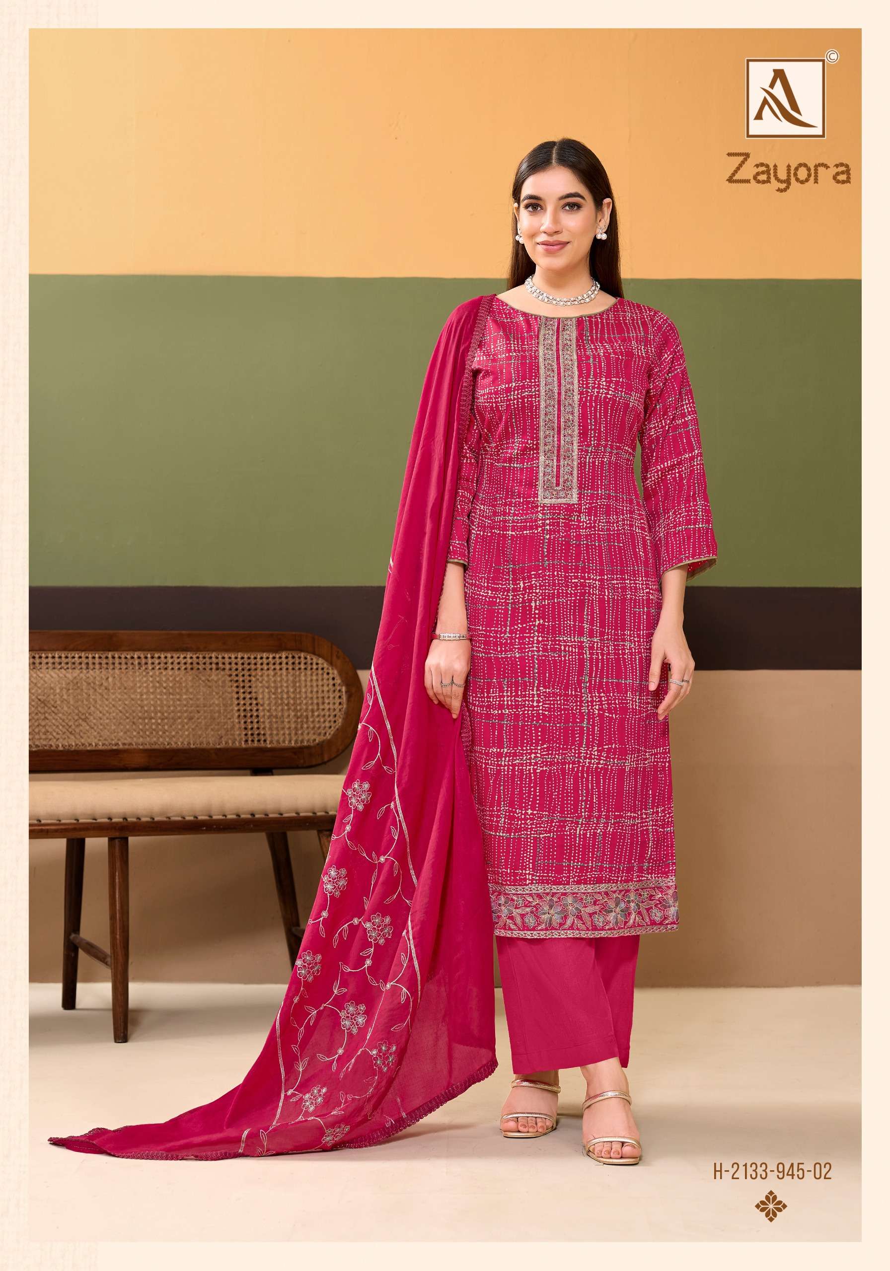 ALOK SUITS  ZAYORA JAM COTTON WITH FANCY EMBROIDERY WORK SUIT