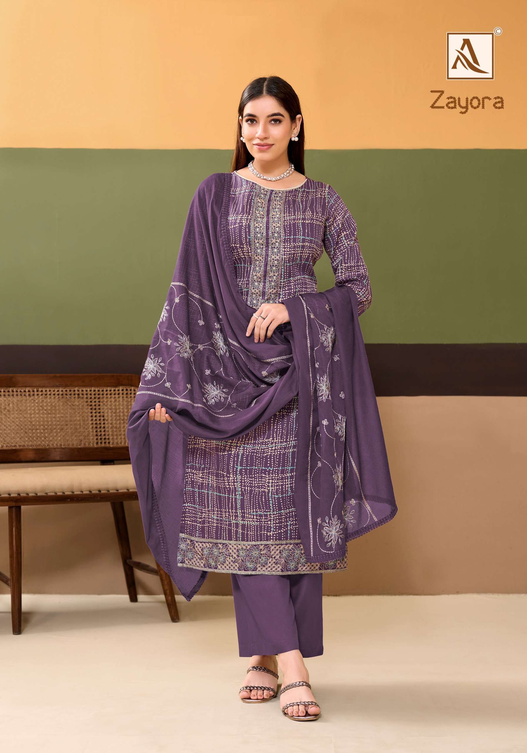 ALOK SUITS  ZAYORA JAM COTTON WITH FANCY EMBROIDERY WORK SUIT