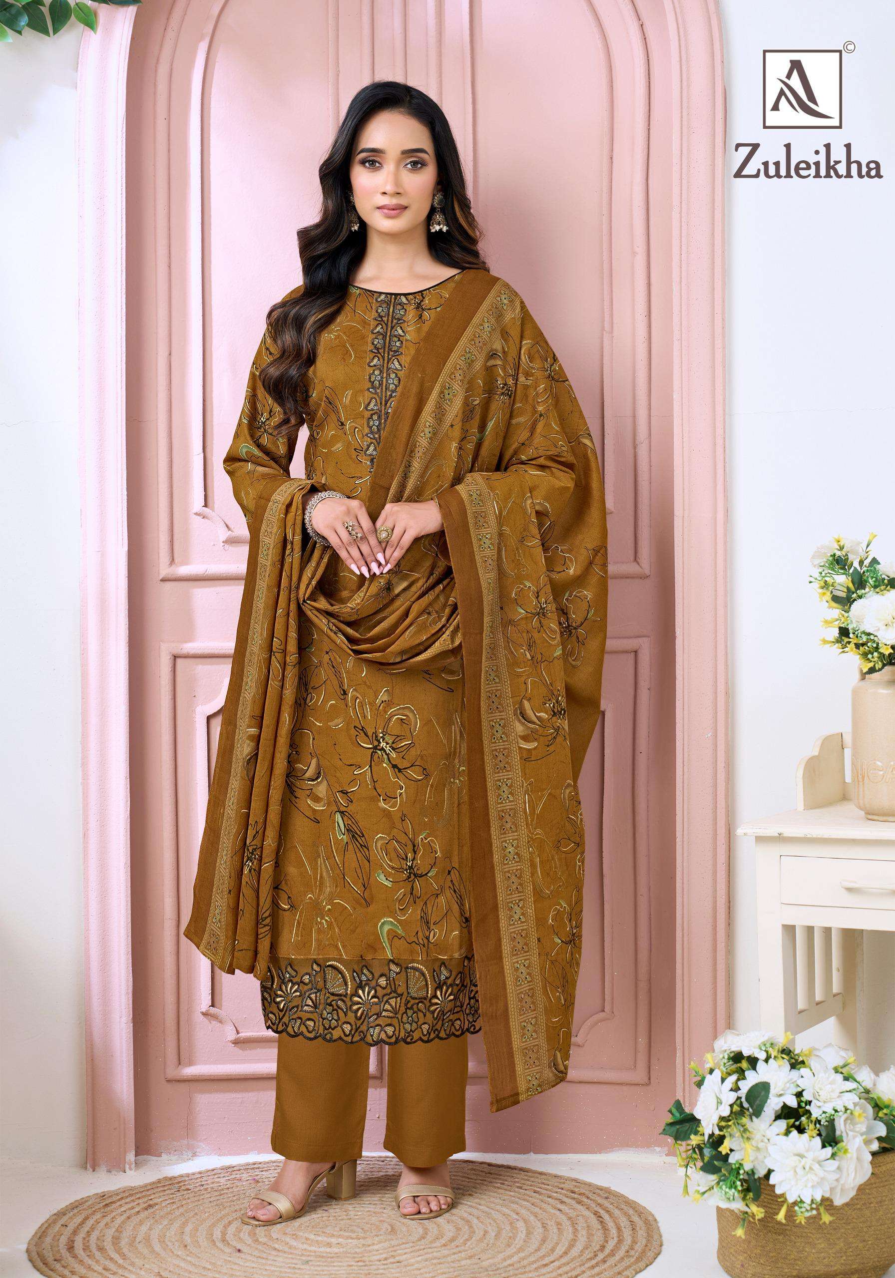 ALOK SUITS ZULEIKHA JAM COTTON PRINT WITH FANCY EMBROIDERY WORK SUIT