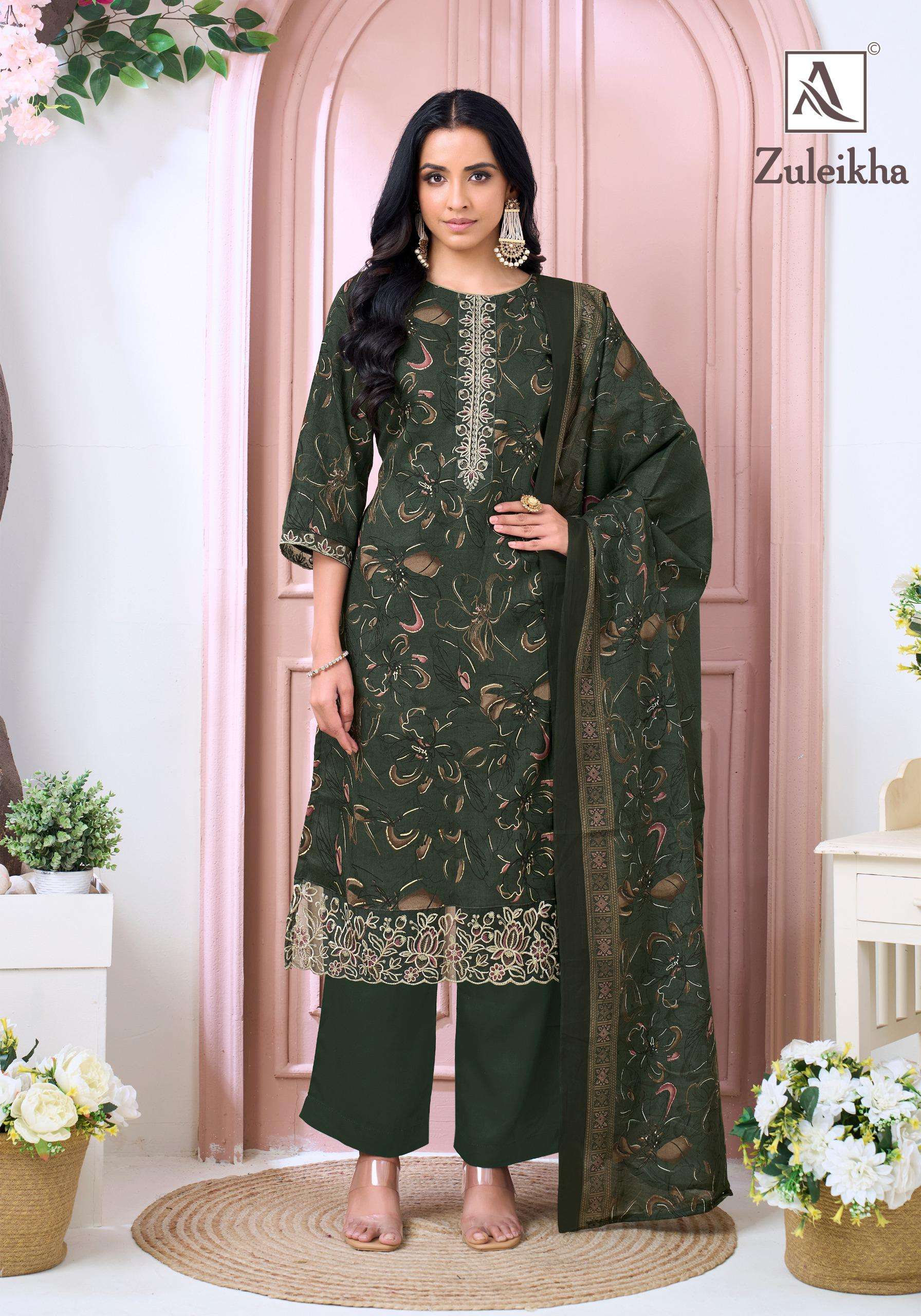 ALOK SUITS ZULEIKHA JAM COTTON PRINT WITH FANCY EMBROIDERY WORK SUIT