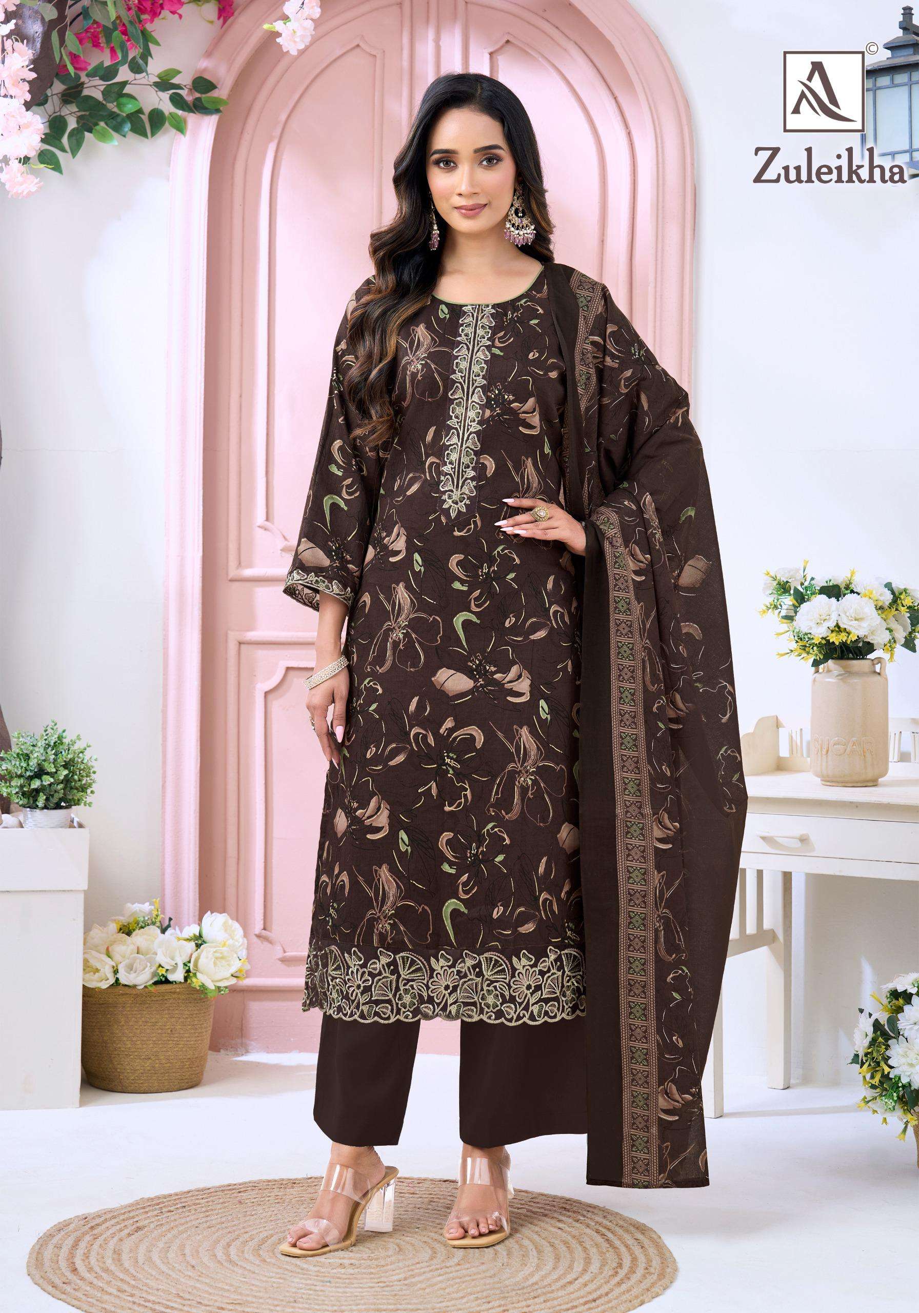 ALOK SUITS ZULEIKHA JAM COTTON PRINT WITH FANCY EMBROIDERY WORK SUIT
