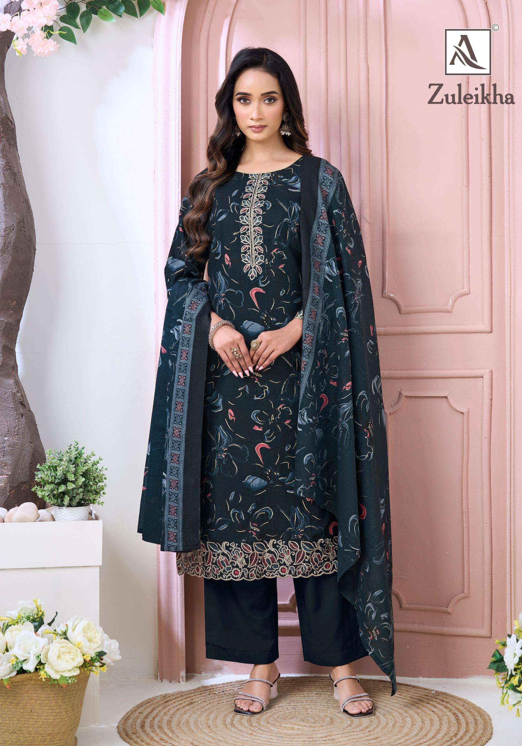 ALOK SUITS ZULEIKHA JAM COTTON PRINT WITH FANCY EMBROIDERY WORK SUIT