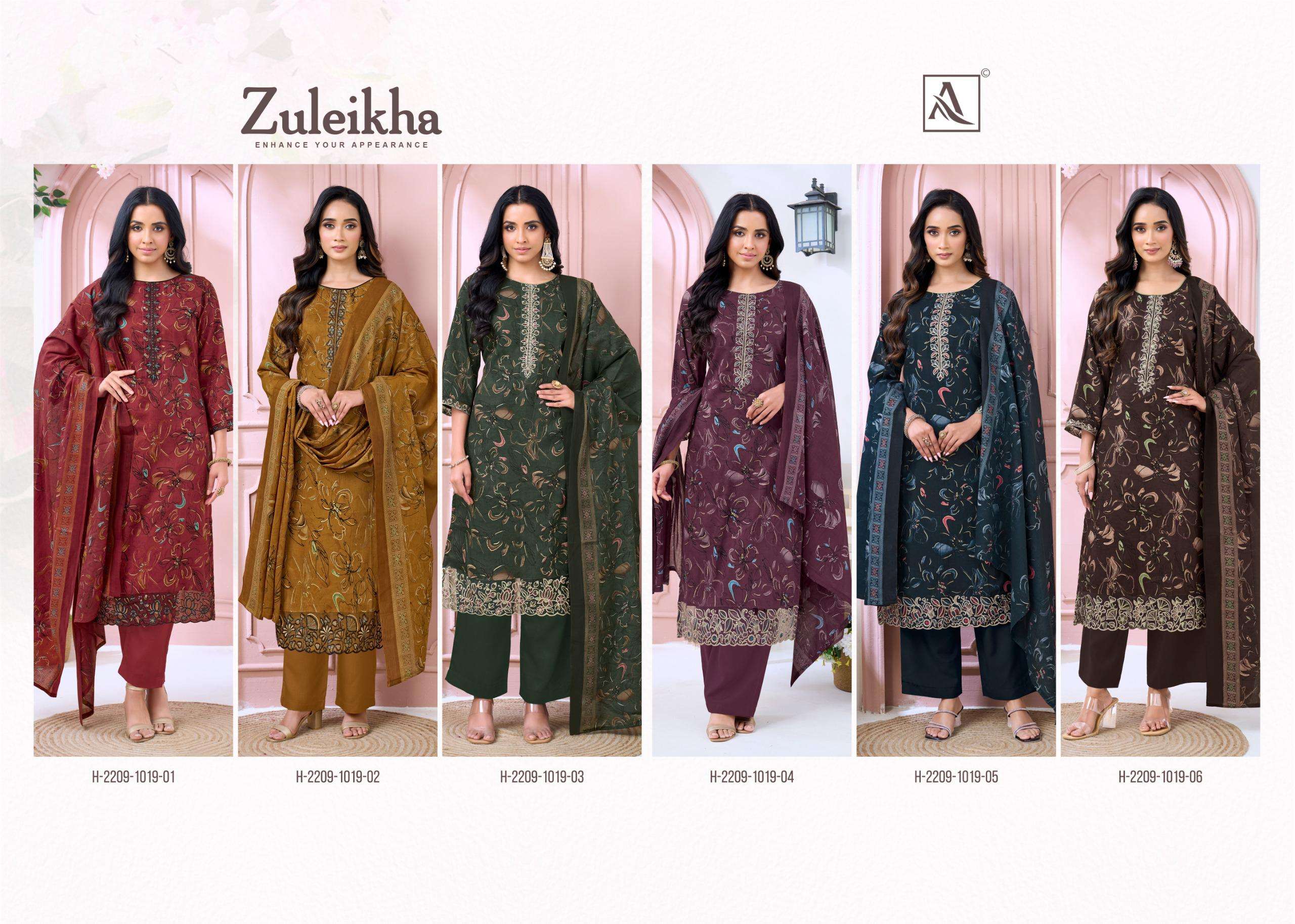 ALOK SUITS ZULEIKHA JAM COTTON PRINT WITH FANCY EMBROIDERY WORK SUIT