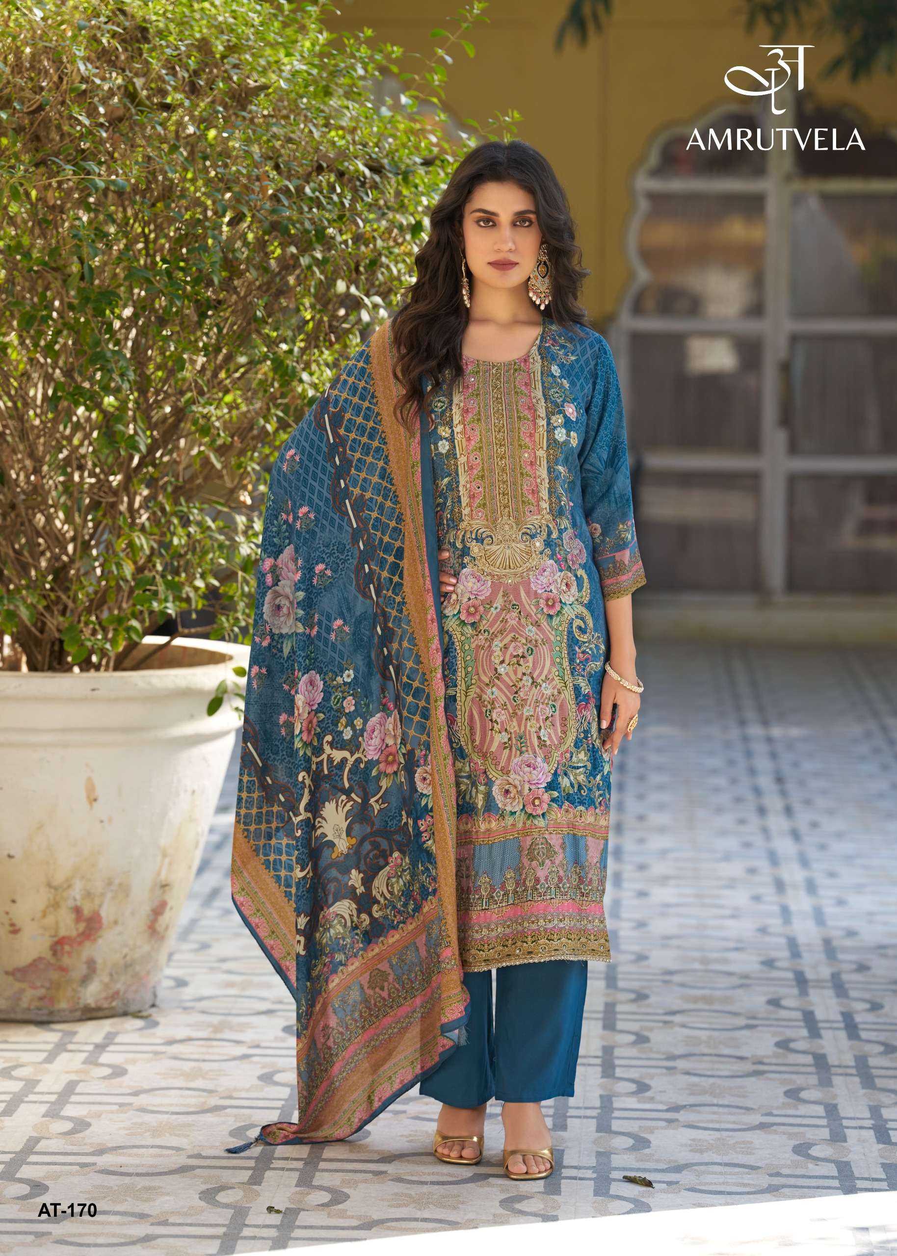 AMRUTVELA  AT 170 VISCOSE DIGITAL PRINT WITH DESIGNER WORK PAKISTANI SUIT