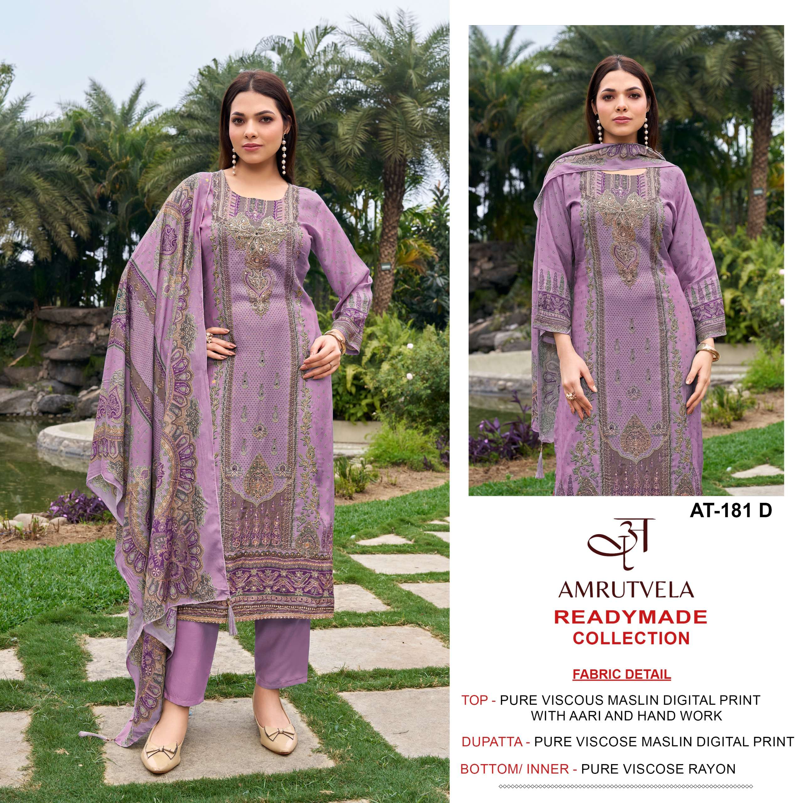 AMRUTVELA AT 181 VISCOSE DIGITAL PRINT WITH DESIGNER WORK SUIT