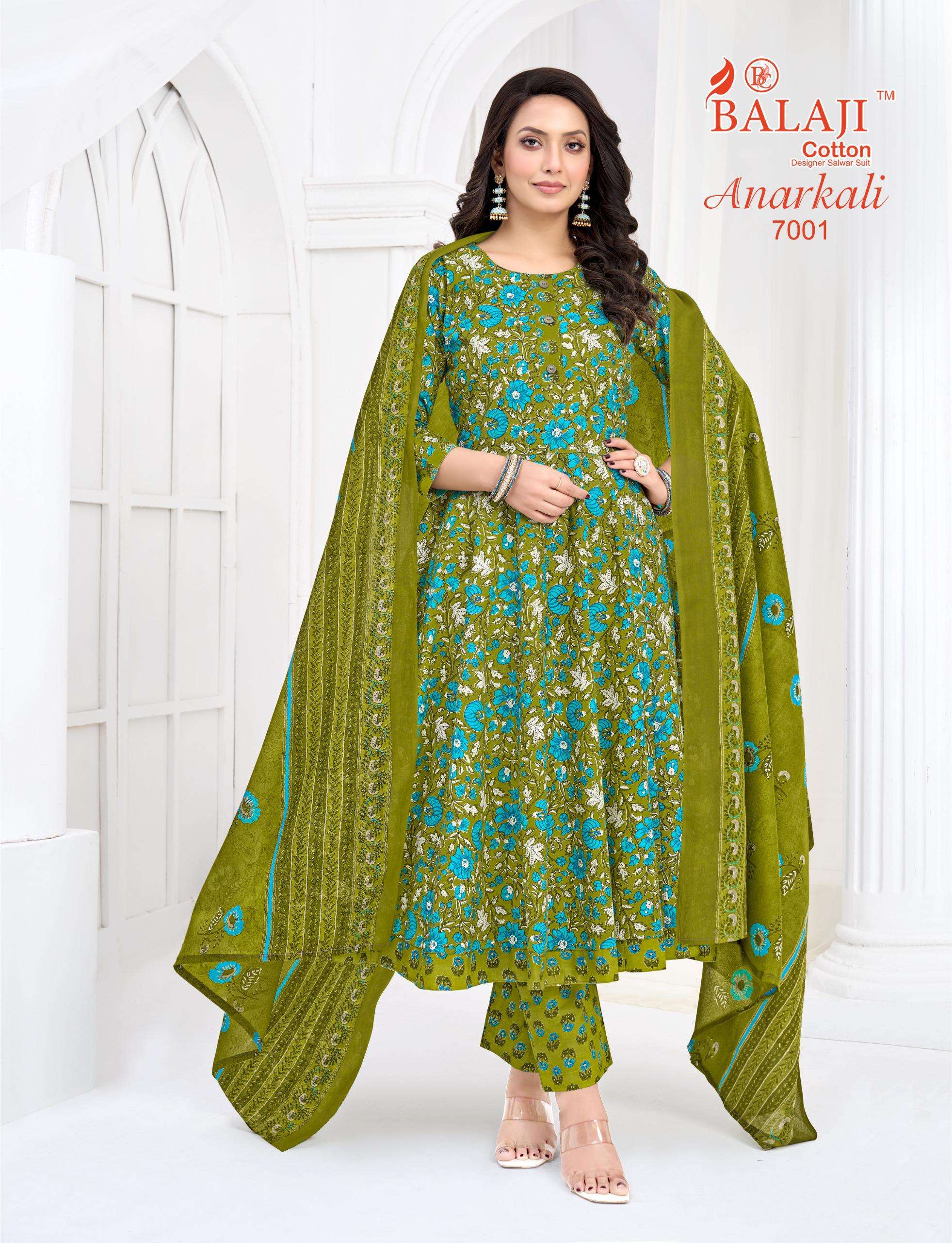BALAJI COTTON ANARKALI VOL 7 COTTON PRINTED LADIES KURTI PANT WITH DUPATTA SET 