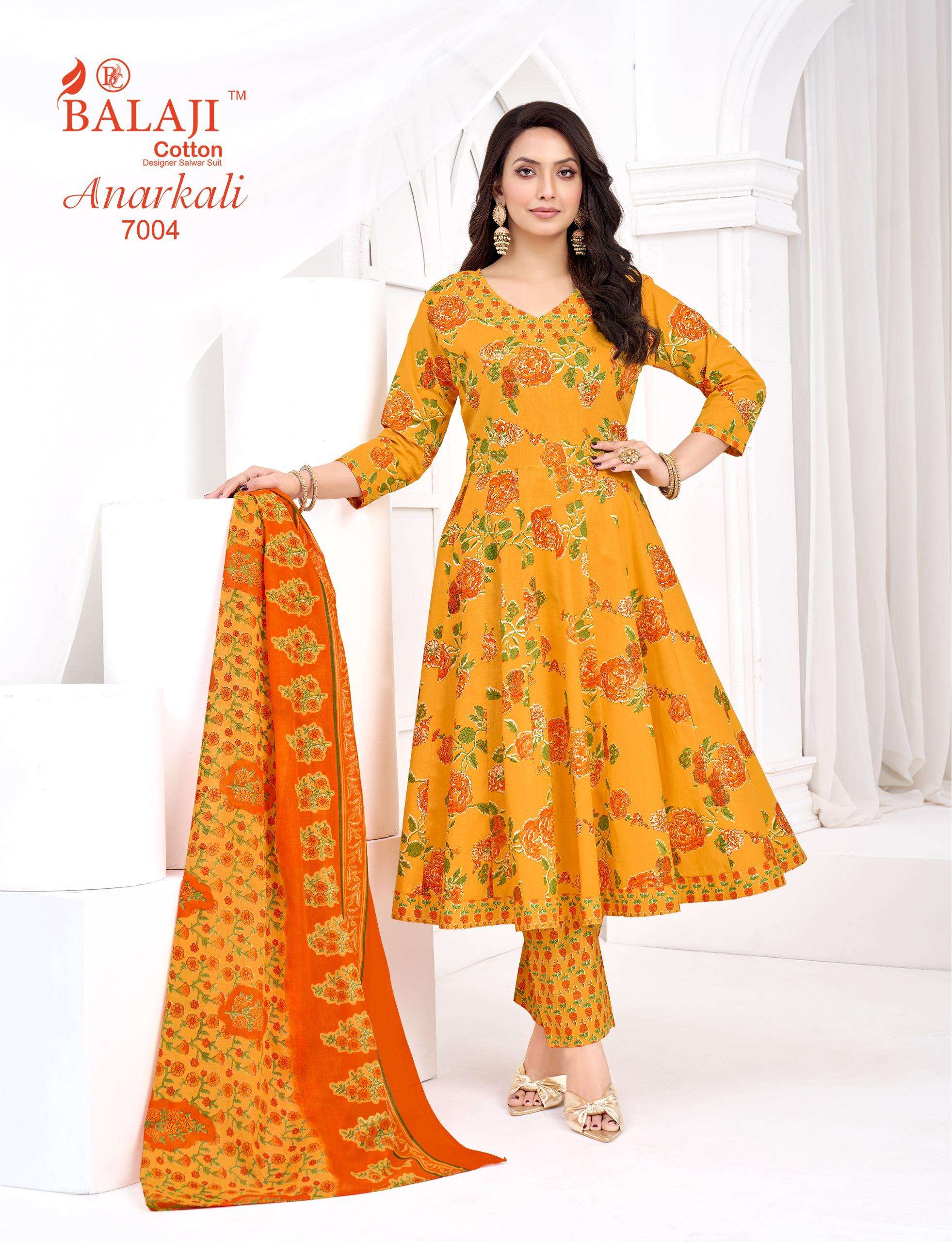 BALAJI COTTON ANARKALI VOL 7 COTTON PRINTED LADIES KURTI PANT WITH DUPATTA SET 