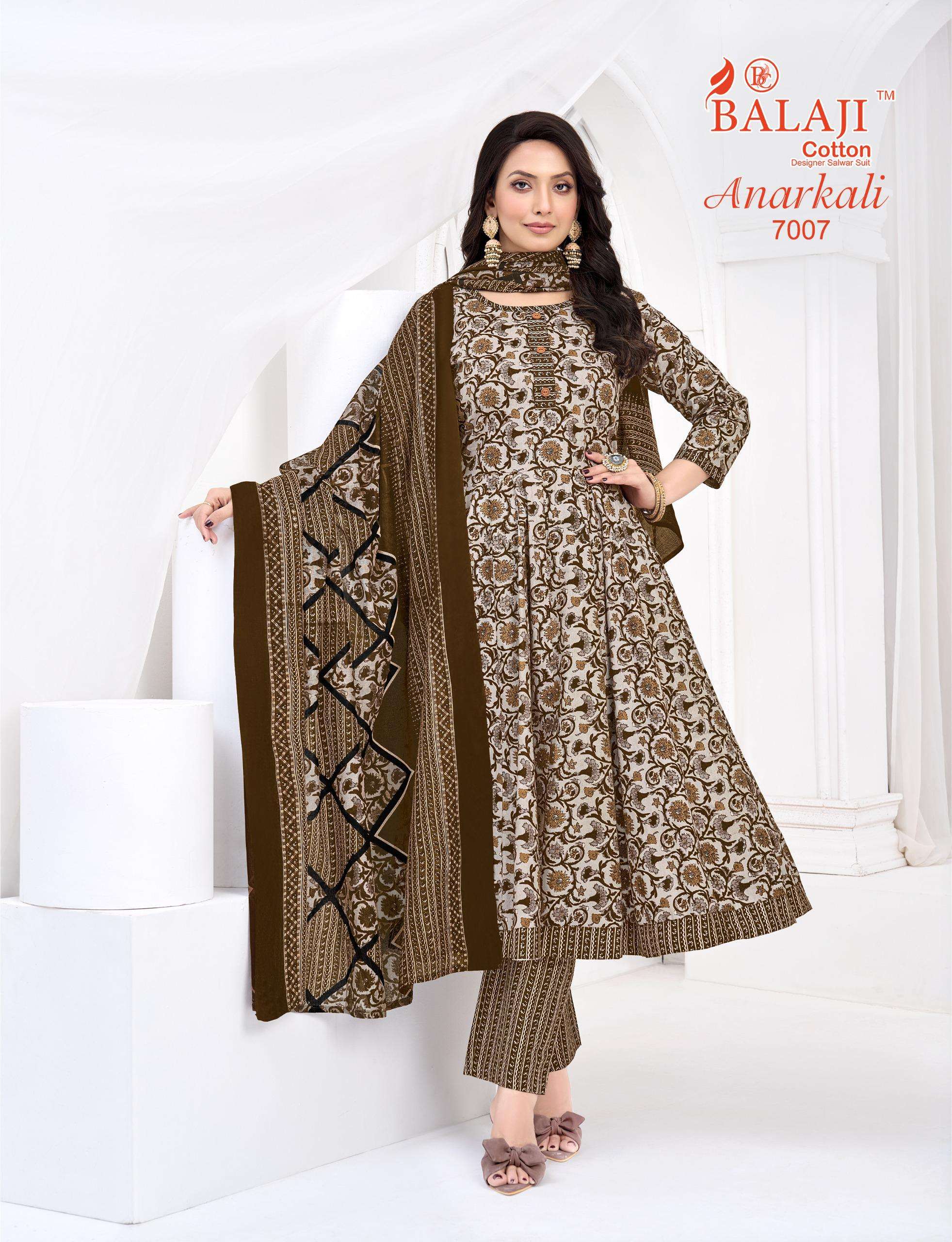 BALAJI COTTON ANARKALI VOL 7 COTTON PRINTED LADIES KURTI PANT WITH DUPATTA SET 