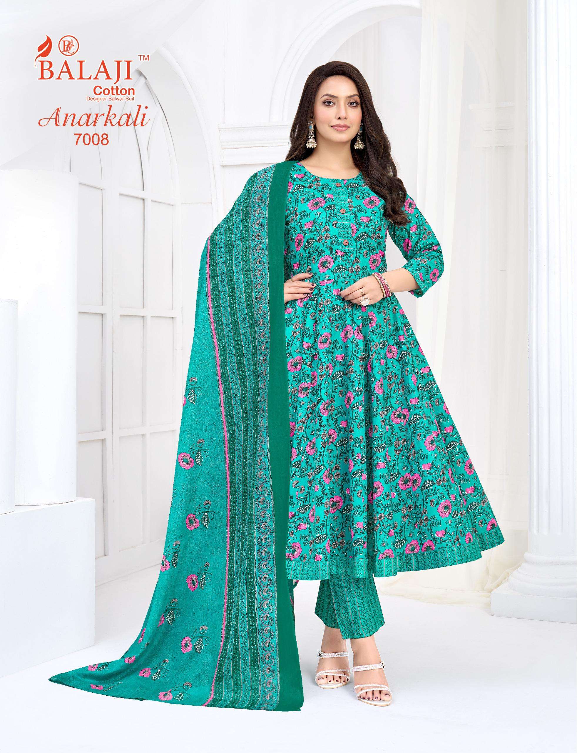 BALAJI COTTON ANARKALI VOL 7 COTTON PRINTED LADIES KURTI PANT WITH DUPATTA SET 