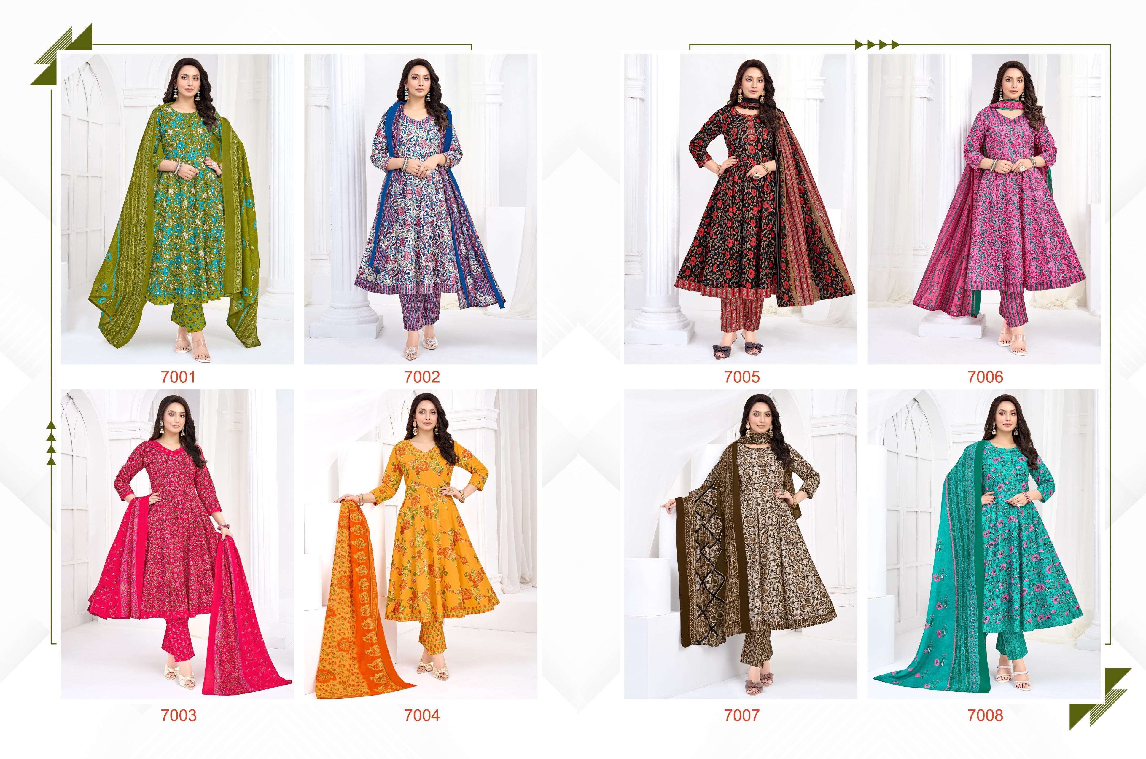 BALAJI COTTON ANARKALI VOL 7 COTTON PRINTED LADIES KURTI PANT WITH DUPATTA SET 