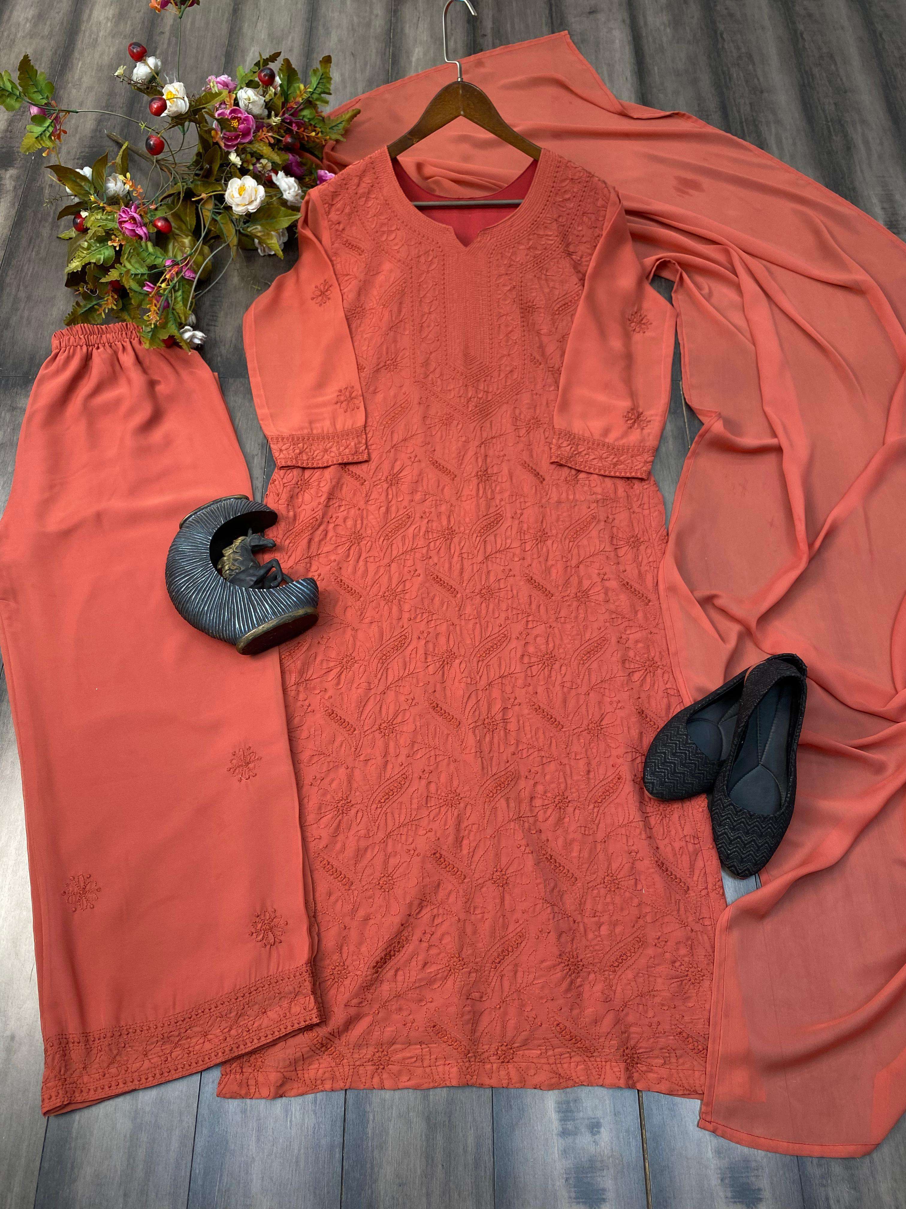 BE 254 GEORGETTE FANCY LUCKNOWI WORKS LADIES PARTY WEAR LADIES SUIT