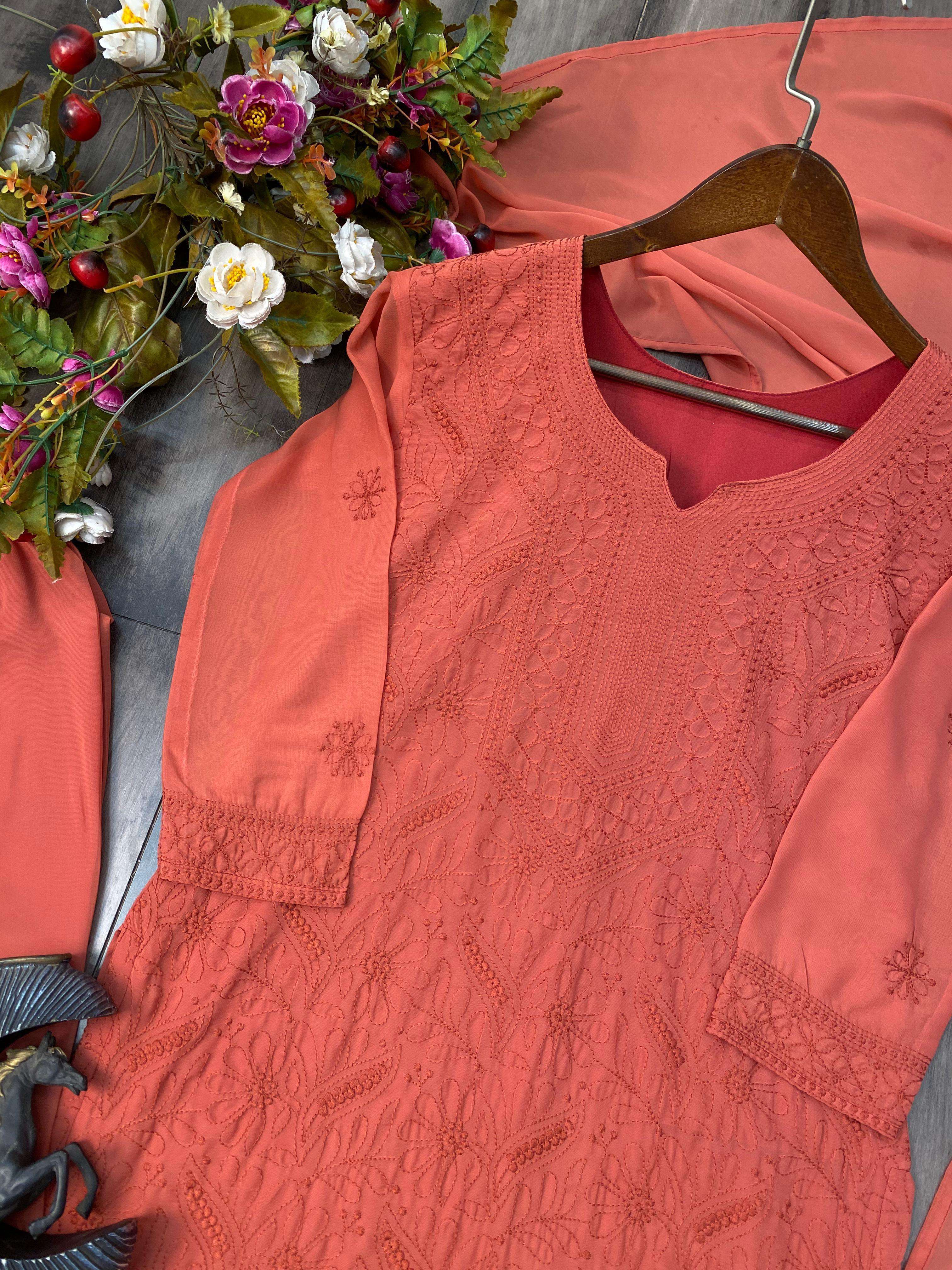 BE 254 GEORGETTE FANCY LUCKNOWI WORKS LADIES PARTY WEAR LADIES SUIT