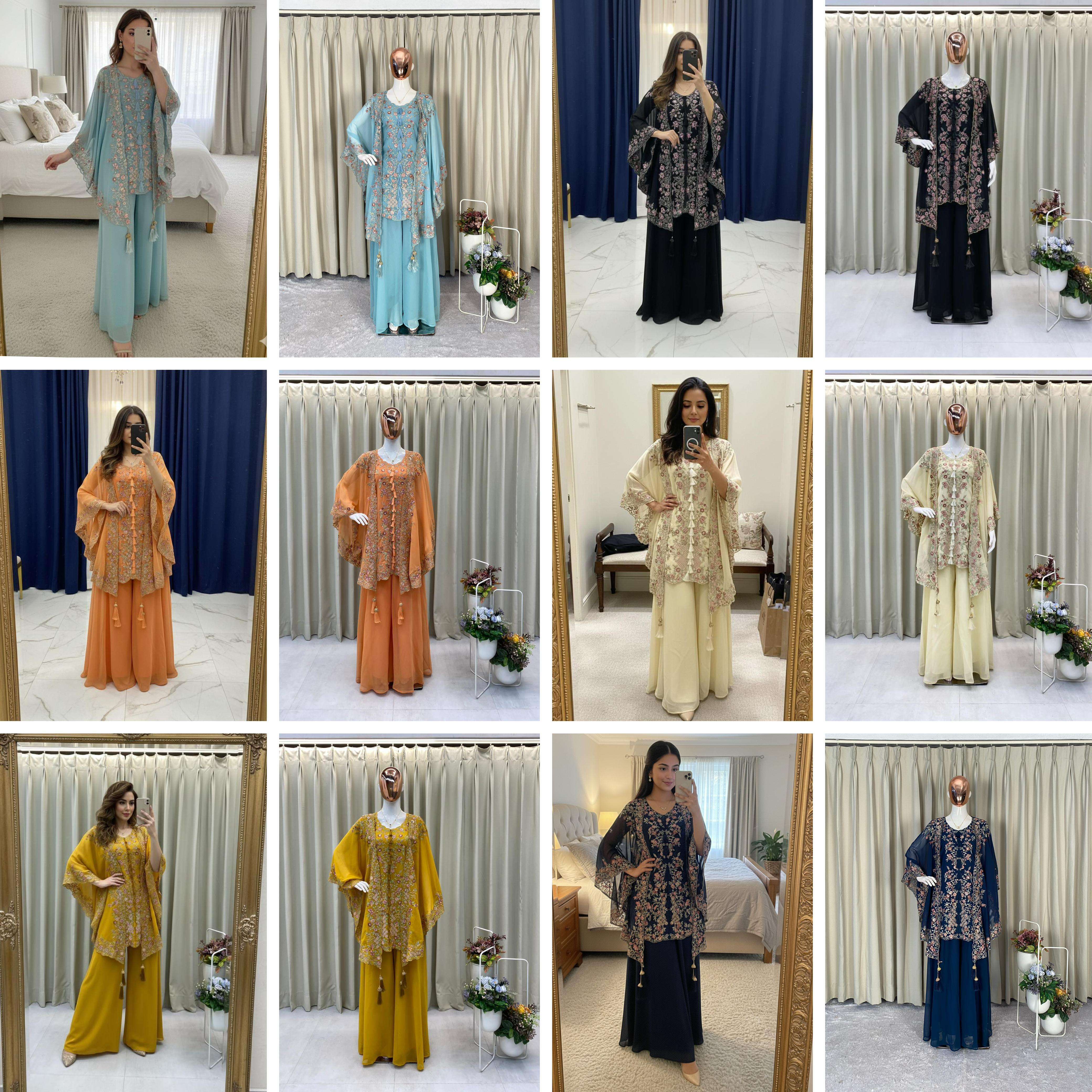 BE 406 GEORGETTE DESIGNER WEAR KURTA PLAZZO WITH SHRUGE COLLECTION 