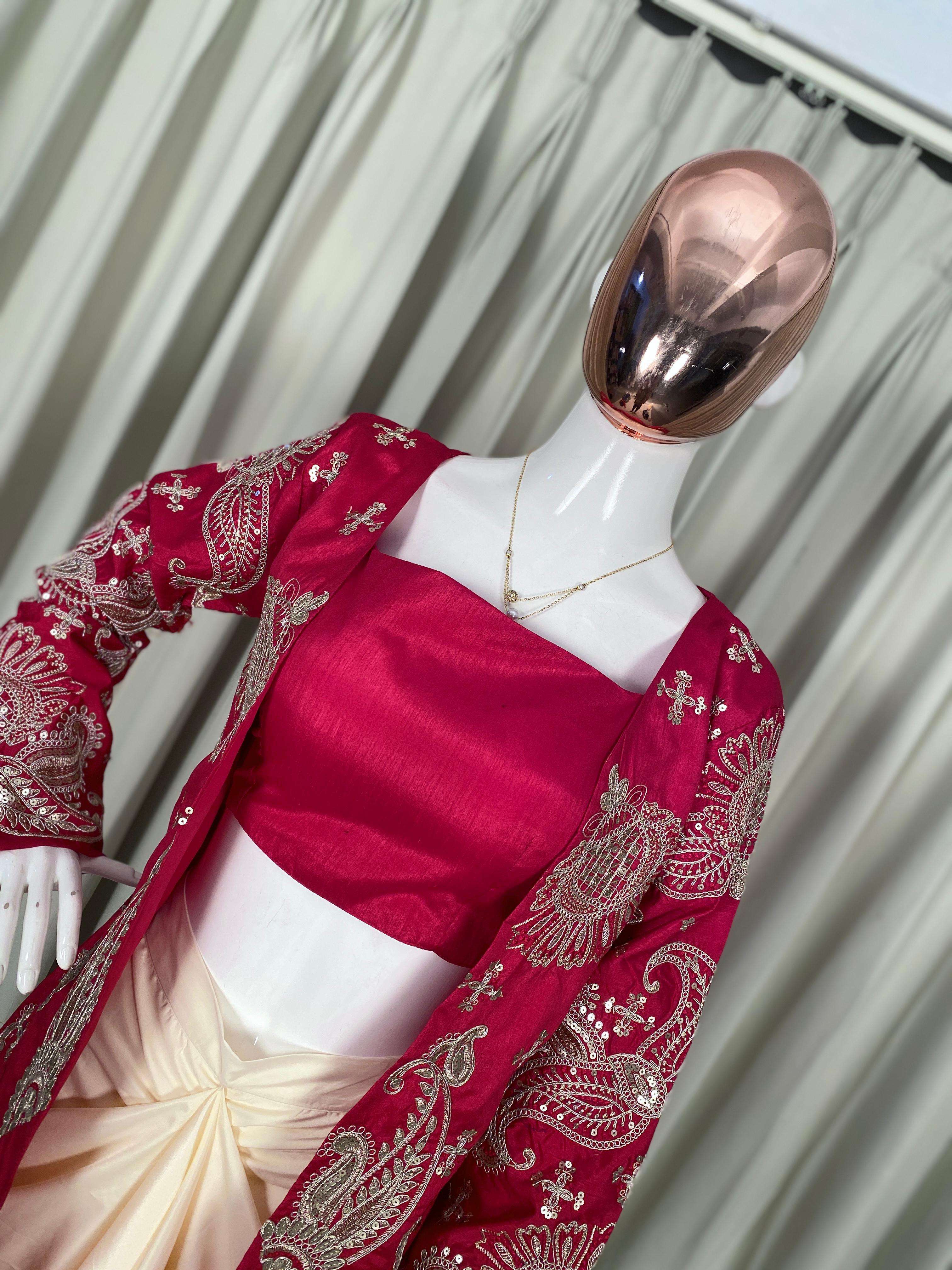 BE 450 BANGLORI SILK DESIGNER WEAR 3 PIECE KOTI-BLOUSE WITH SKIRT SET