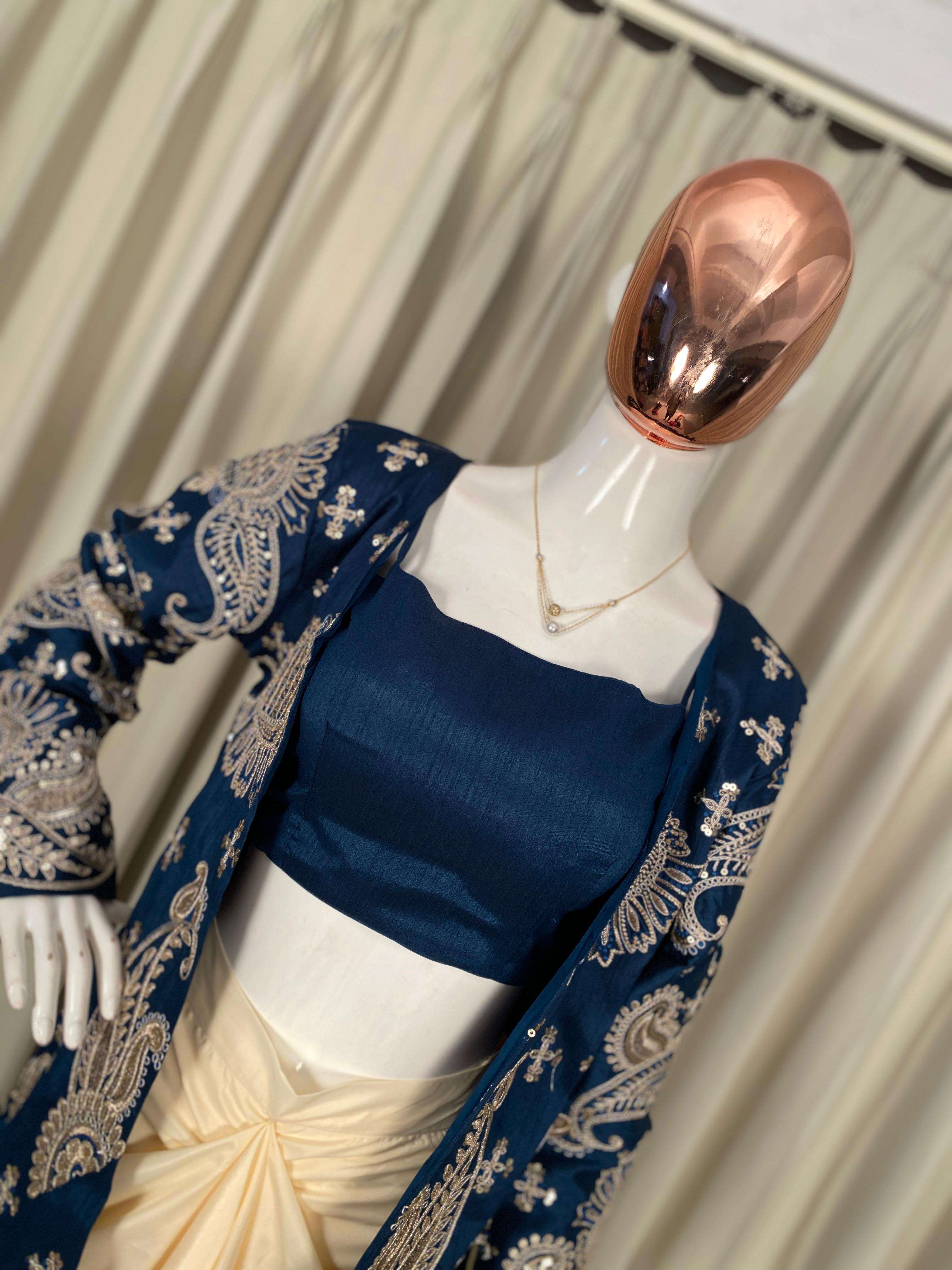 BE 450 BANGLORI SILK DESIGNER WEAR 3 PIECE KOTI-BLOUSE WITH SKIRT SET