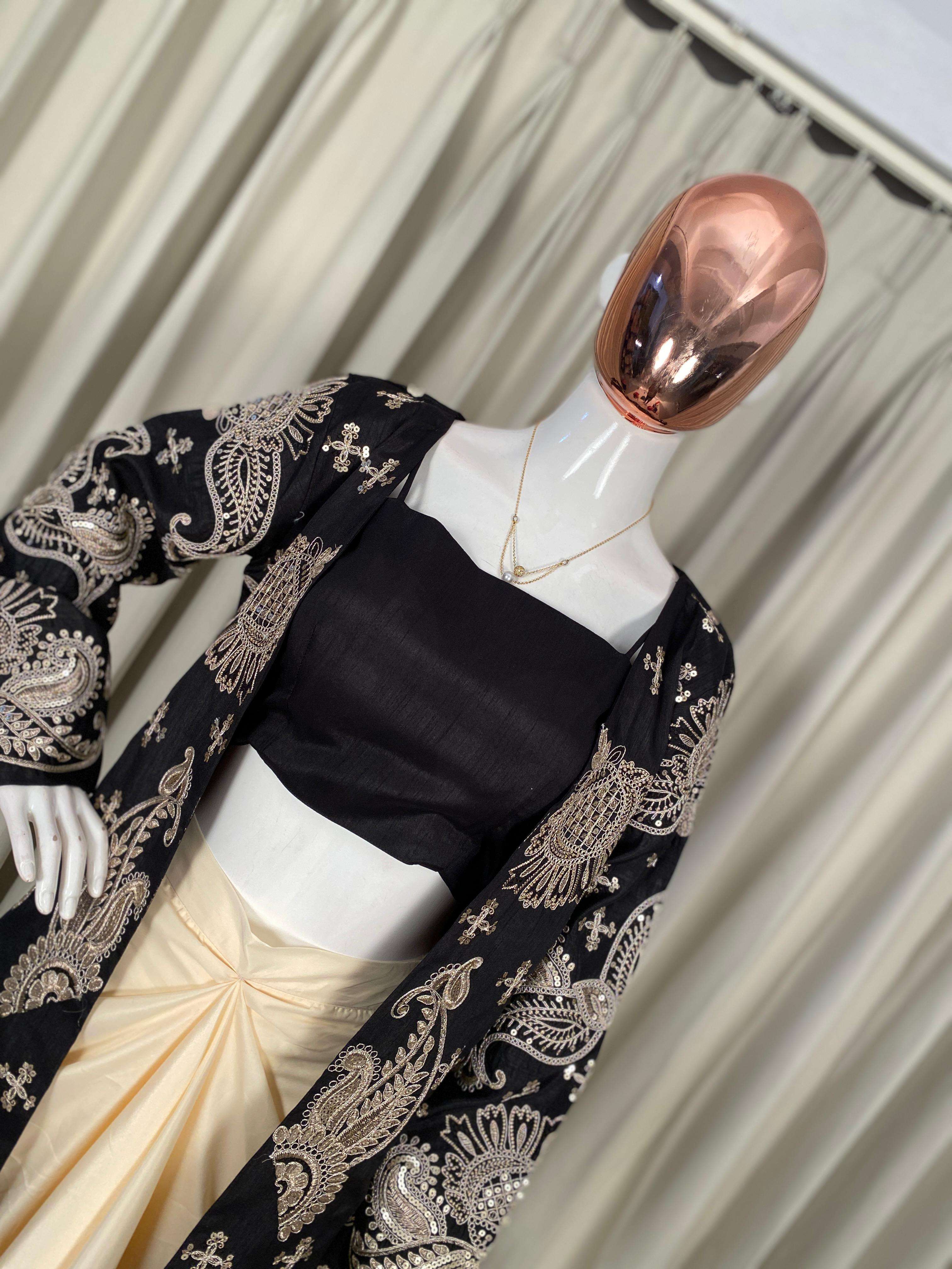 BE 450 BANGLORI SILK DESIGNER WEAR 3 PIECE KOTI-BLOUSE WITH SKIRT SET