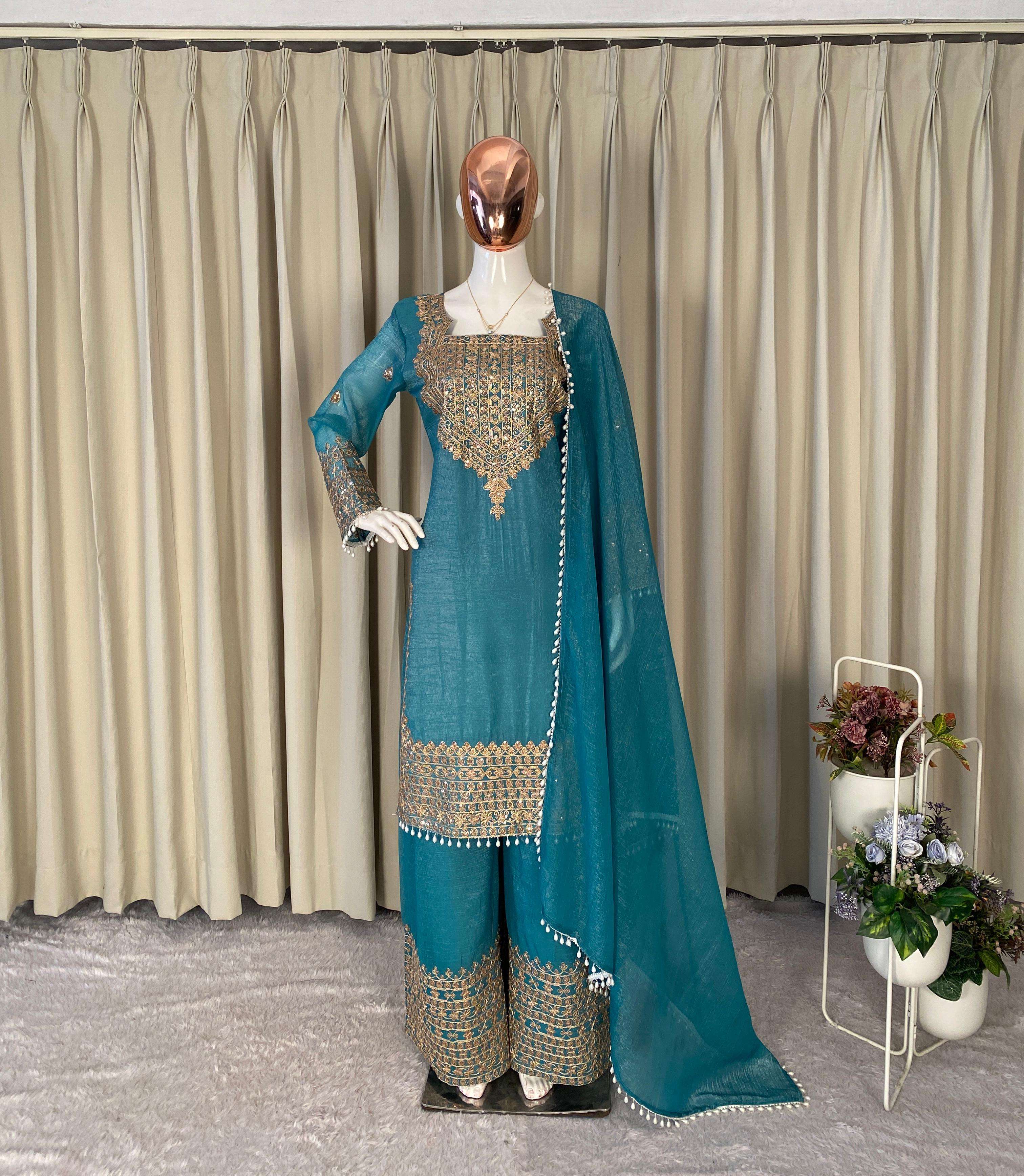 BE 451 SILK DESIGNER PARTY WEAR DESIGNER LOOK LADIES SUIT