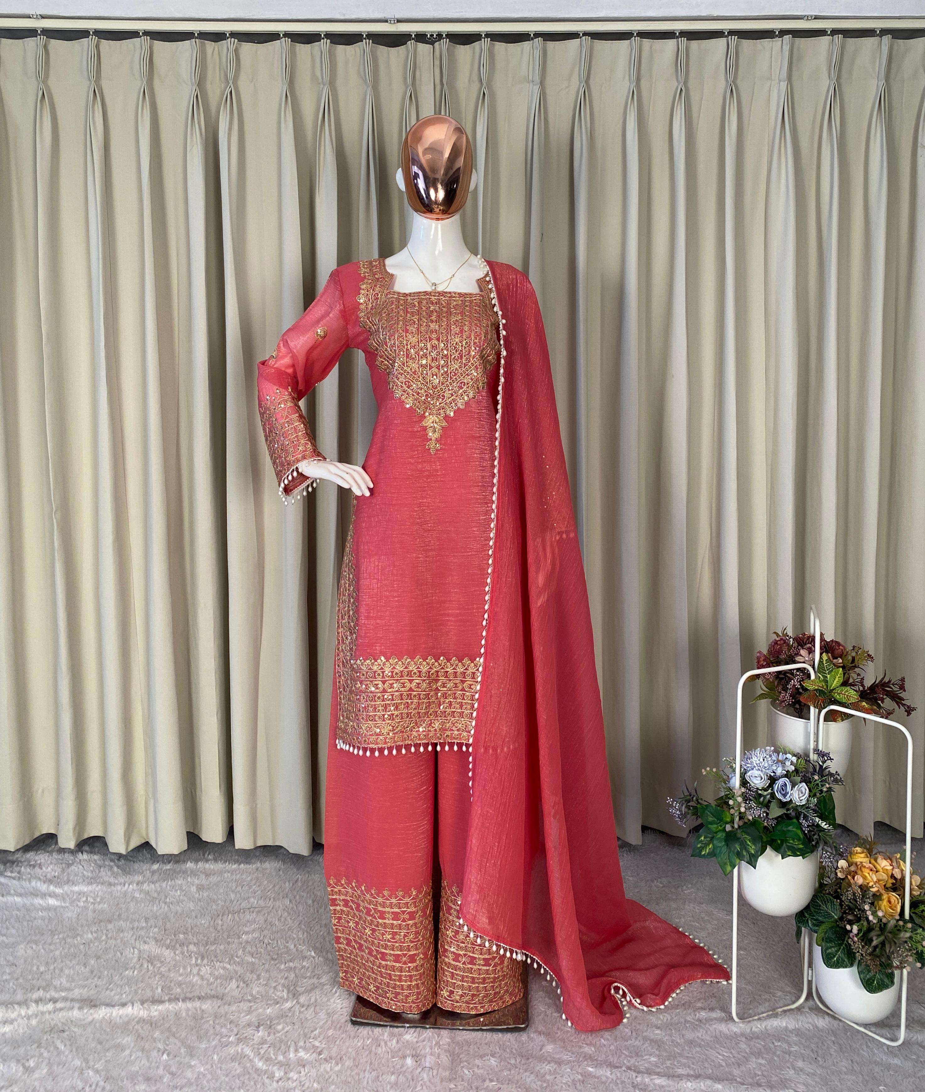 BE 451 SILK DESIGNER PARTY WEAR DESIGNER LOOK LADIES SUIT
