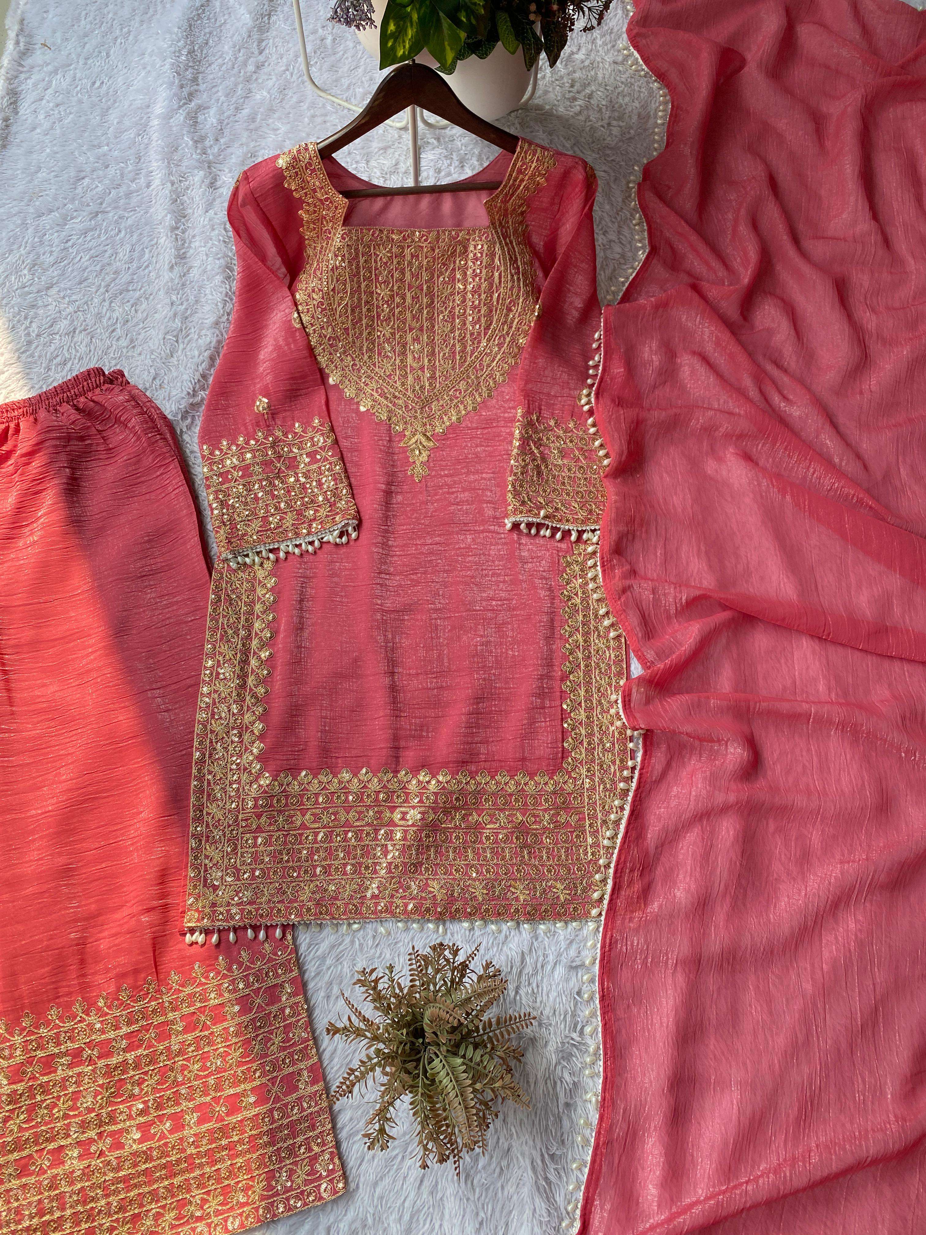 BE 451 SILK DESIGNER PARTY WEAR DESIGNER LOOK LADIES SUIT