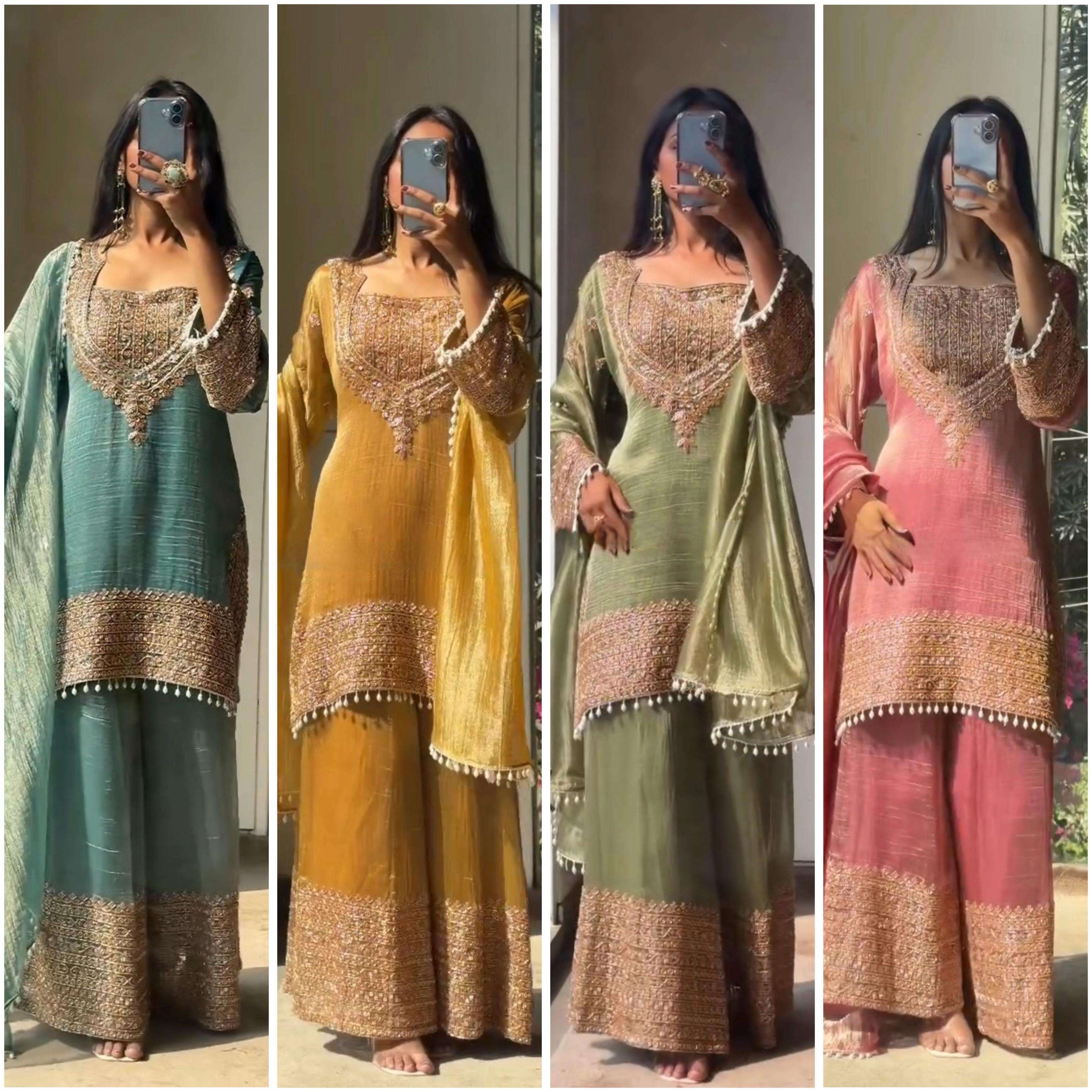 BE 451 SILK DESIGNER PARTY WEAR DESIGNER LOOK LADIES SUIT