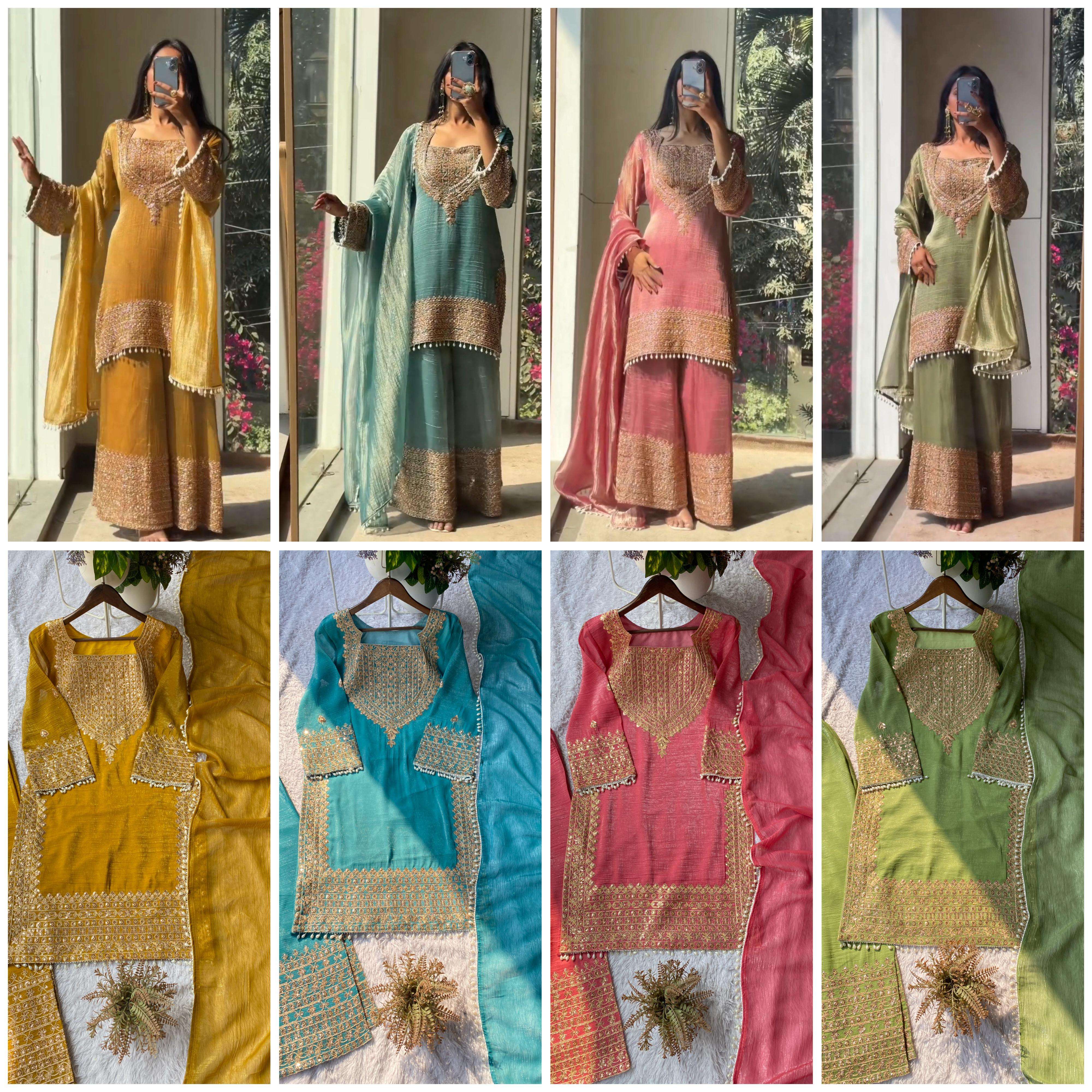 BE 451 SILK DESIGNER PARTY WEAR DESIGNER LOOK LADIES SUIT