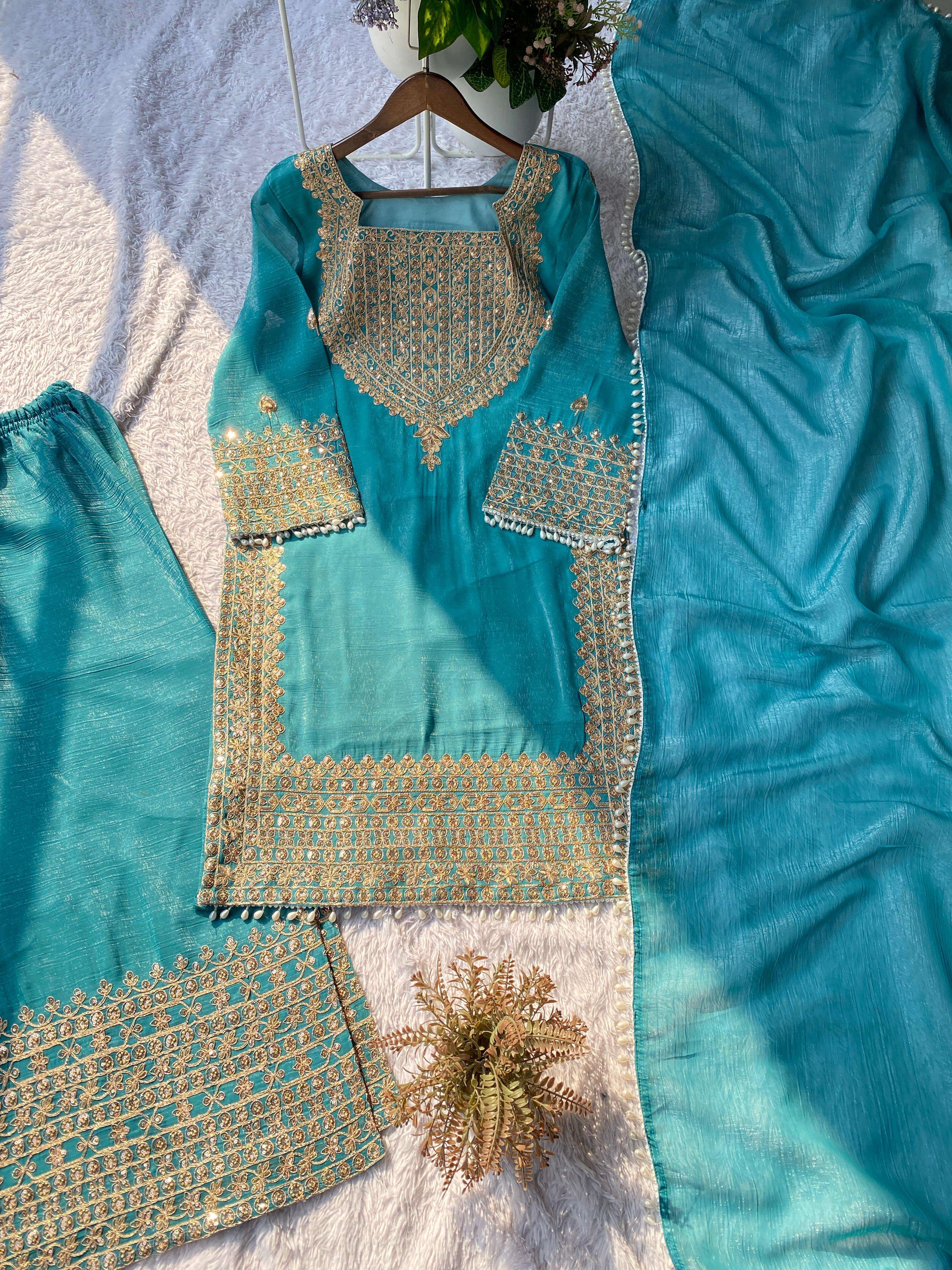 BE 451 SILK DESIGNER PARTY WEAR DESIGNER LOOK LADIES SUIT