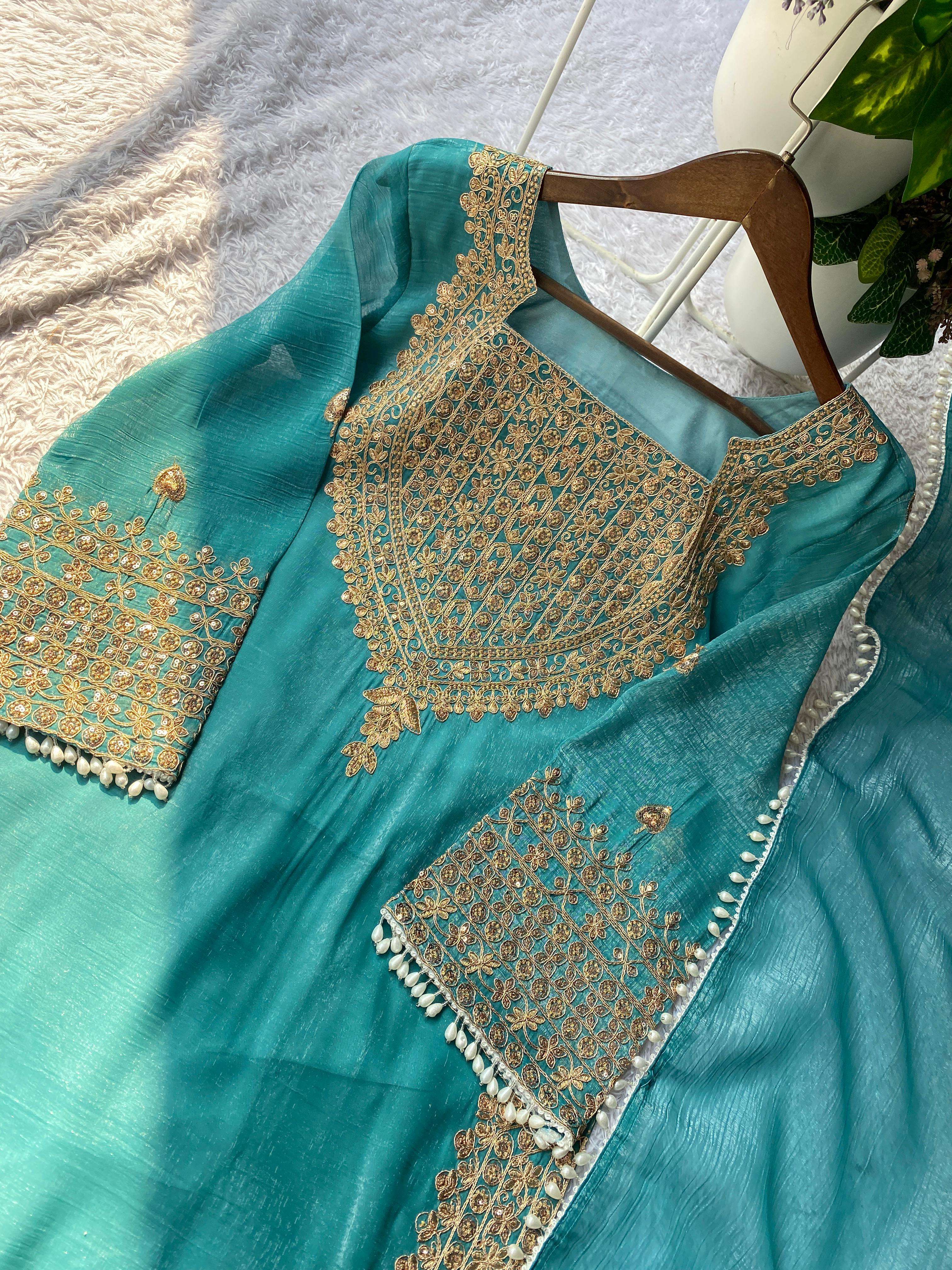 BE 451 SILK DESIGNER PARTY WEAR DESIGNER LOOK LADIES SUIT