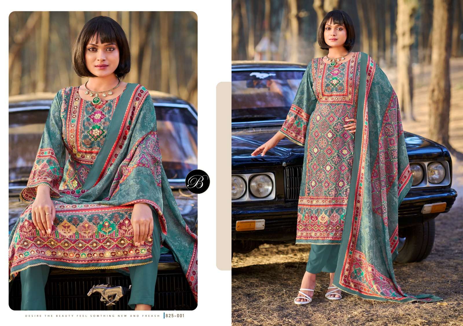 BELLIZA DESIGNER STUDIO APSARA VISCOSE DIGITAL PRINT WITH FANCY EMBROIDERY WORK SUIT