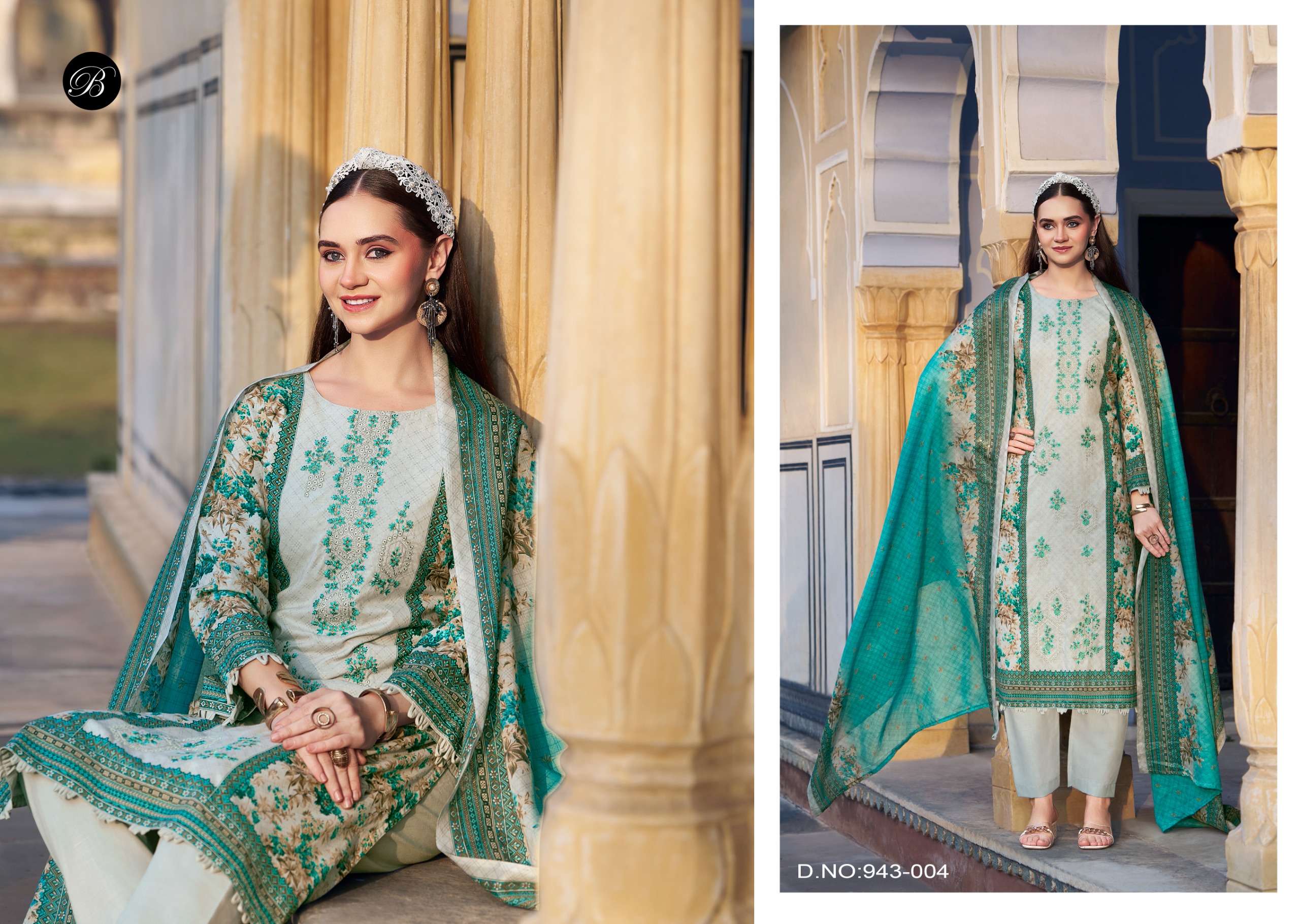 BELLIZA DESIGNER STUDIO BIN SAEED VOL 11 COTTON DIGITAL PRINTS WITH FANCY EMBROIDERY WORK SUIT	