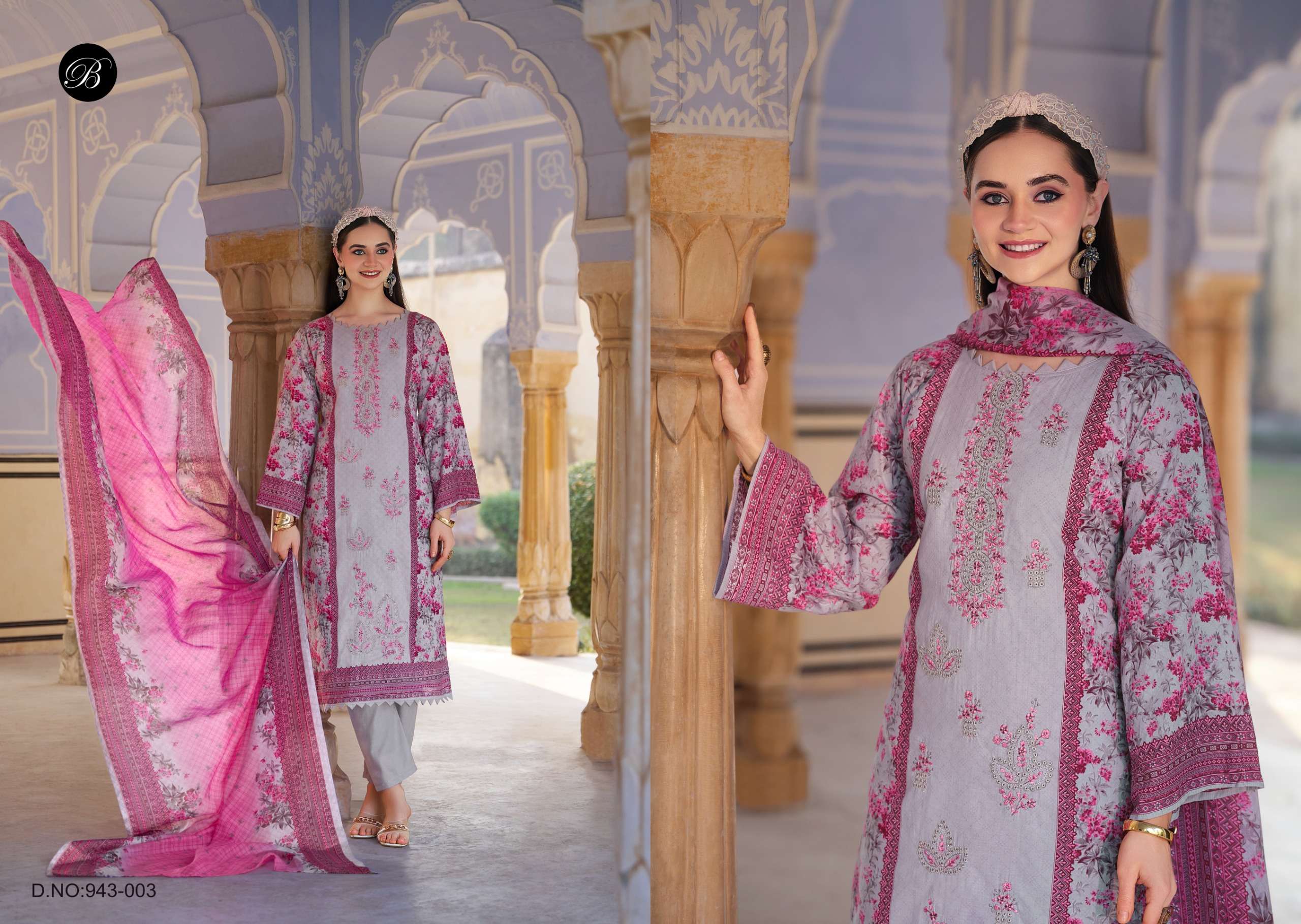 BELLIZA DESIGNER STUDIO BIN SAEED VOL 11 COTTON DIGITAL PRINTS WITH FANCY EMBROIDERY WORK SUIT	