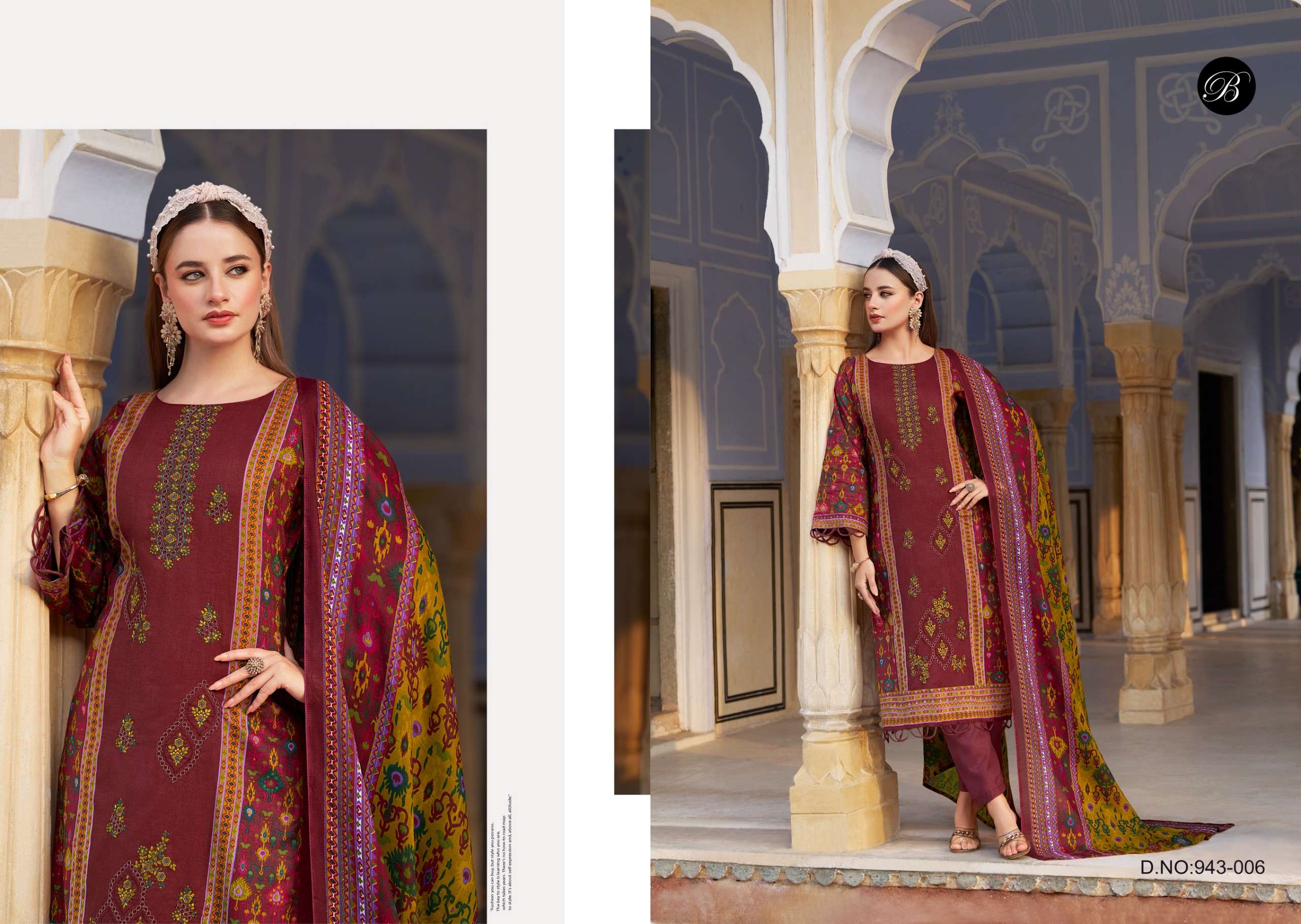 BELLIZA DESIGNER STUDIO BIN SAEED VOL 11 COTTON DIGITAL PRINTS WITH FANCY EMBROIDERY WORK SUIT	