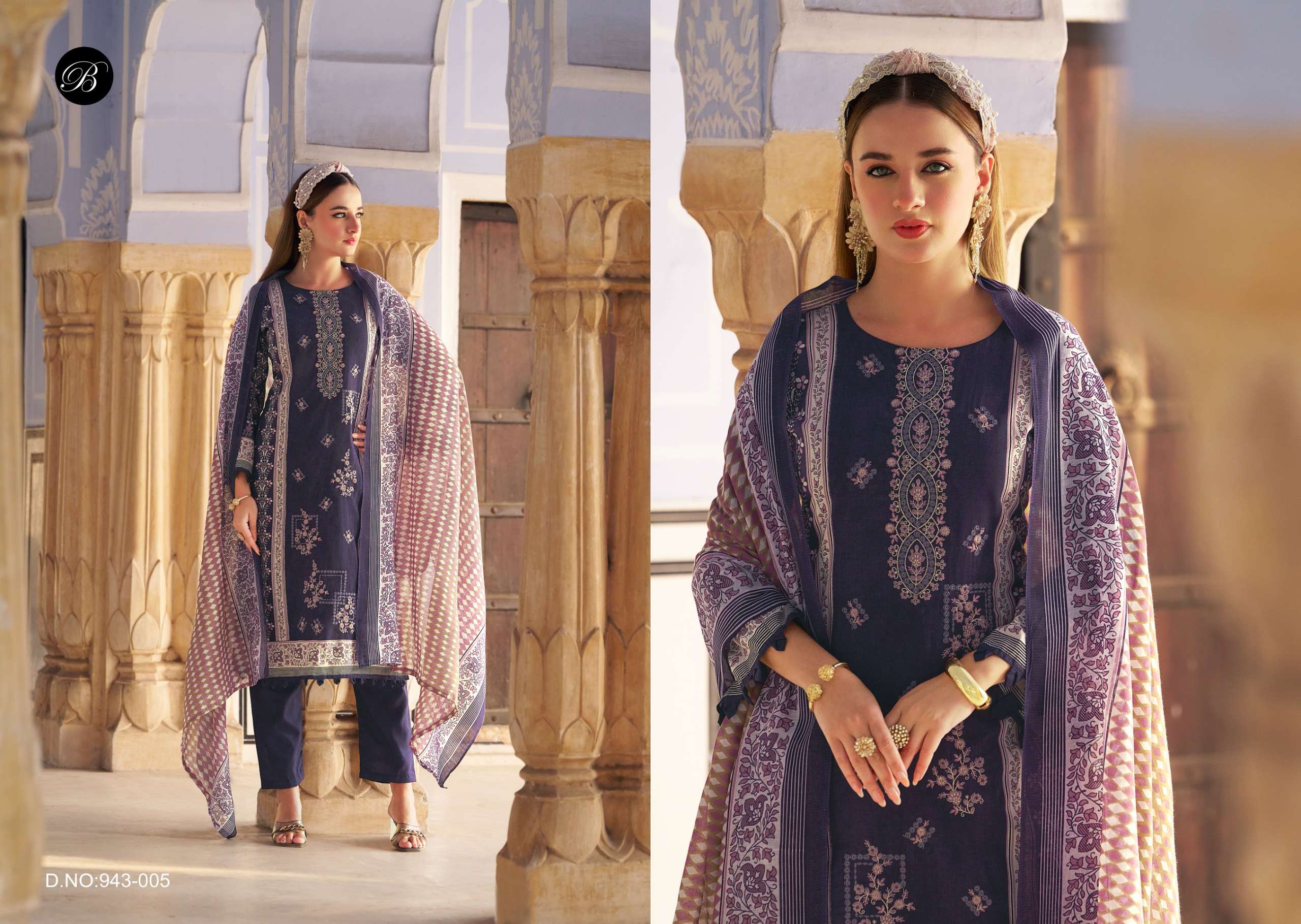 BELLIZA DESIGNER STUDIO BIN SAEED VOL 11 COTTON DIGITAL PRINTS WITH FANCY EMBROIDERY WORK SUIT	
