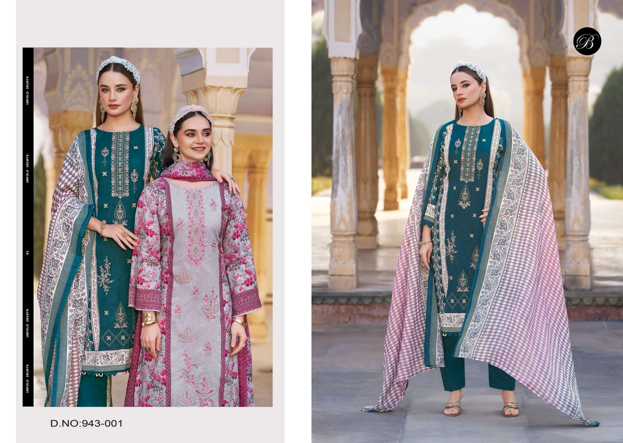 BELLIZA DESIGNER STUDIO BIN SAEED VOL 11 COTTON DIGITAL PRINTS WITH FANCY EMBROIDERY WORK SUIT	