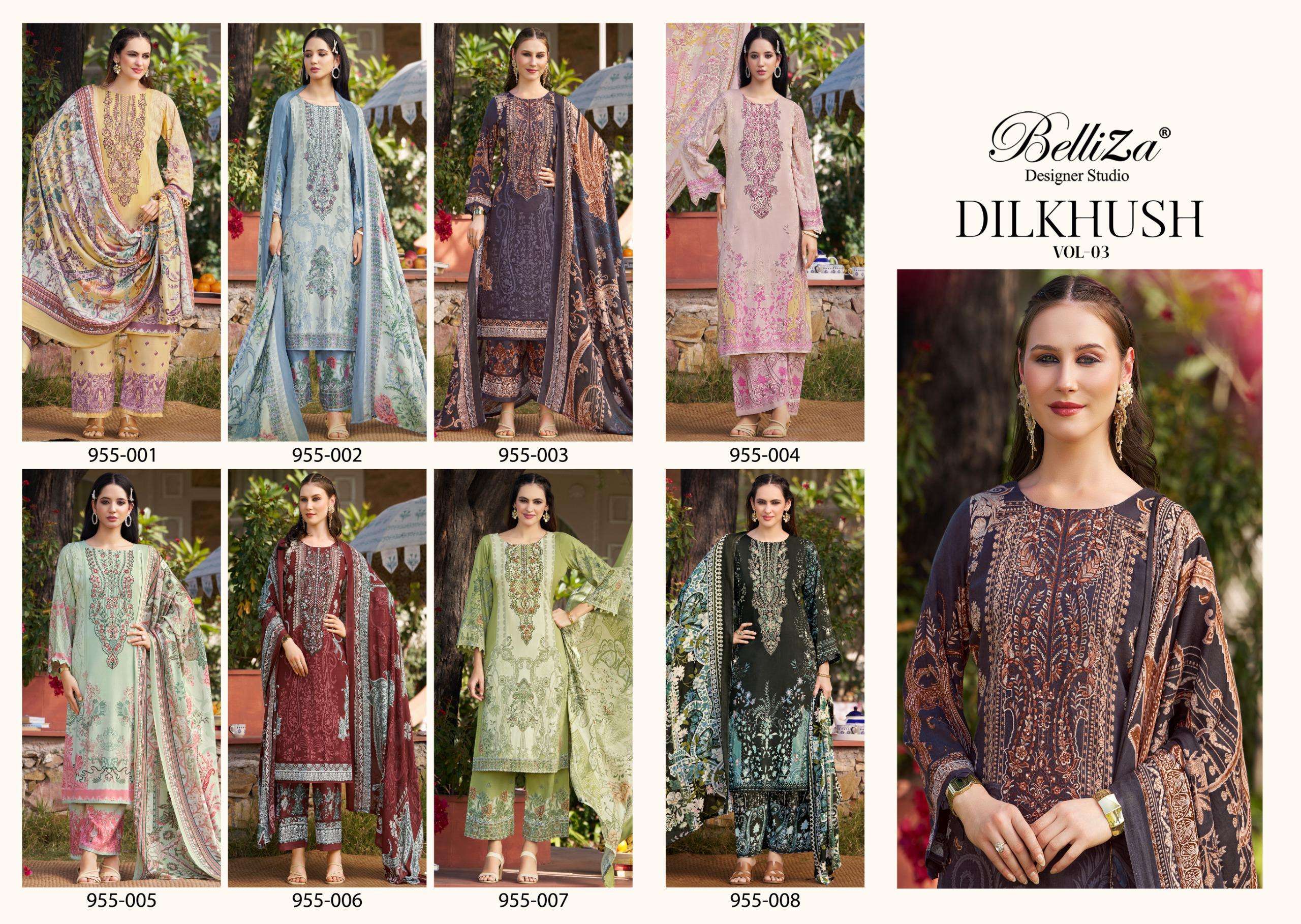 BELLIZA DESIGNER STUDIO DILKHUSH VOL 3 VISCOSE DIGITAL PRINT WITH FANCY WORK SUIT