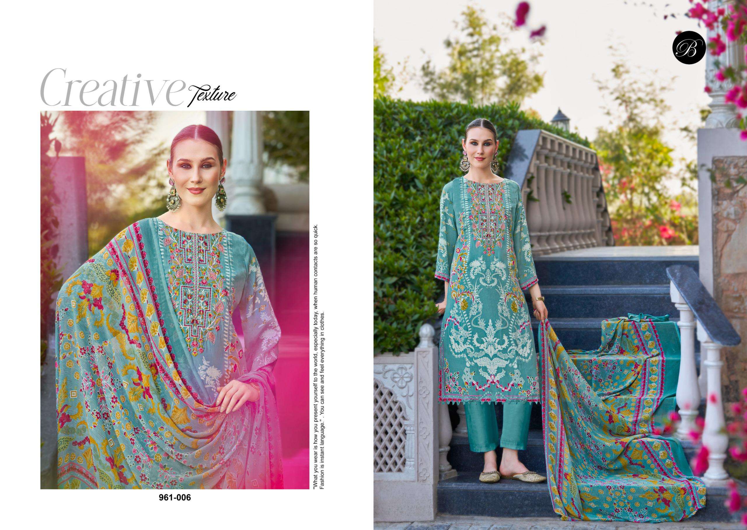 BELLIZA DESIGNER STUDIO GAZAL VOL 2 CREPE DIGITAL PRINT WITH WORK SUIT