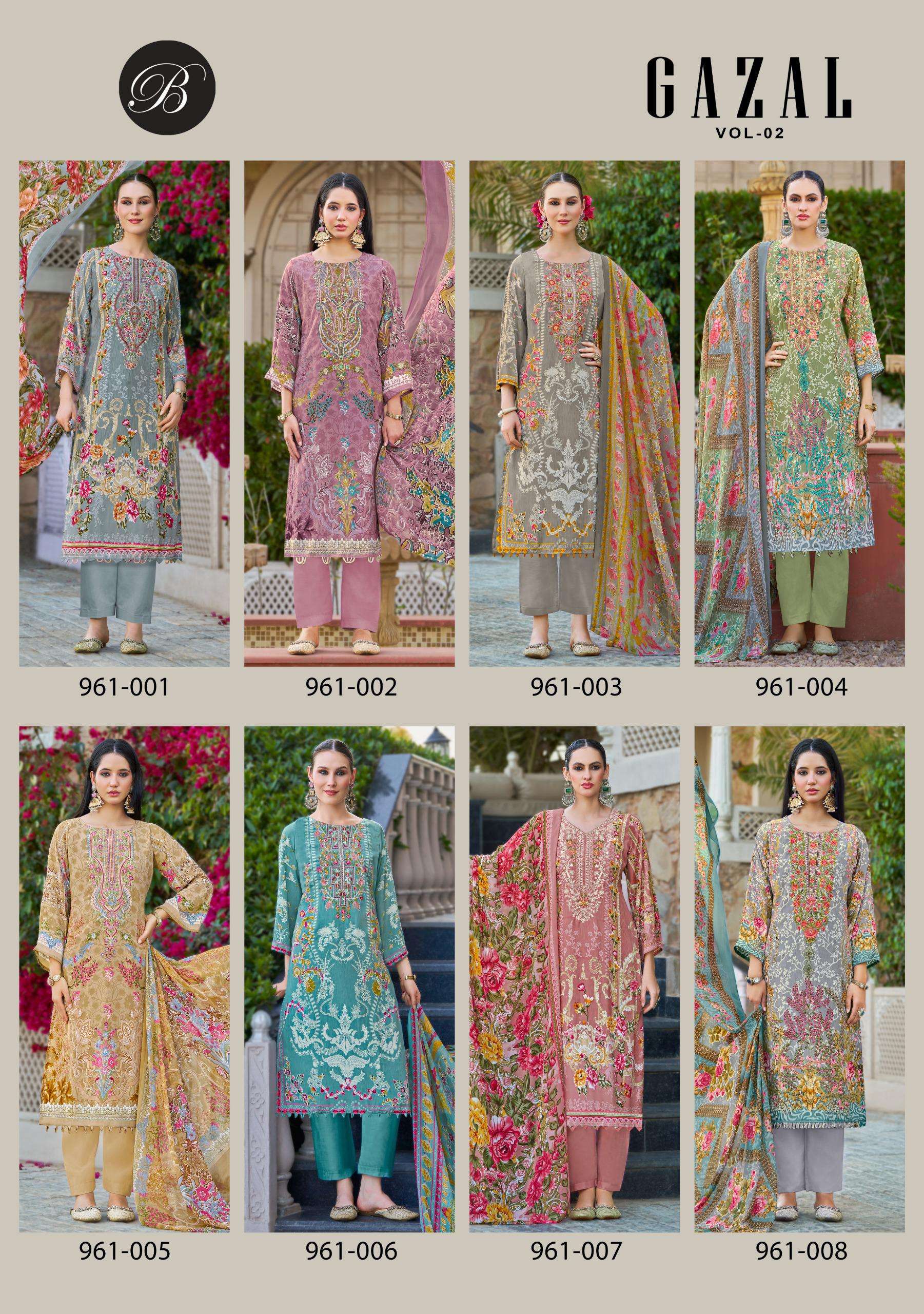 BELLIZA DESIGNER STUDIO GAZAL VOL 2 CREPE DIGITAL PRINT WITH WORK SUIT
